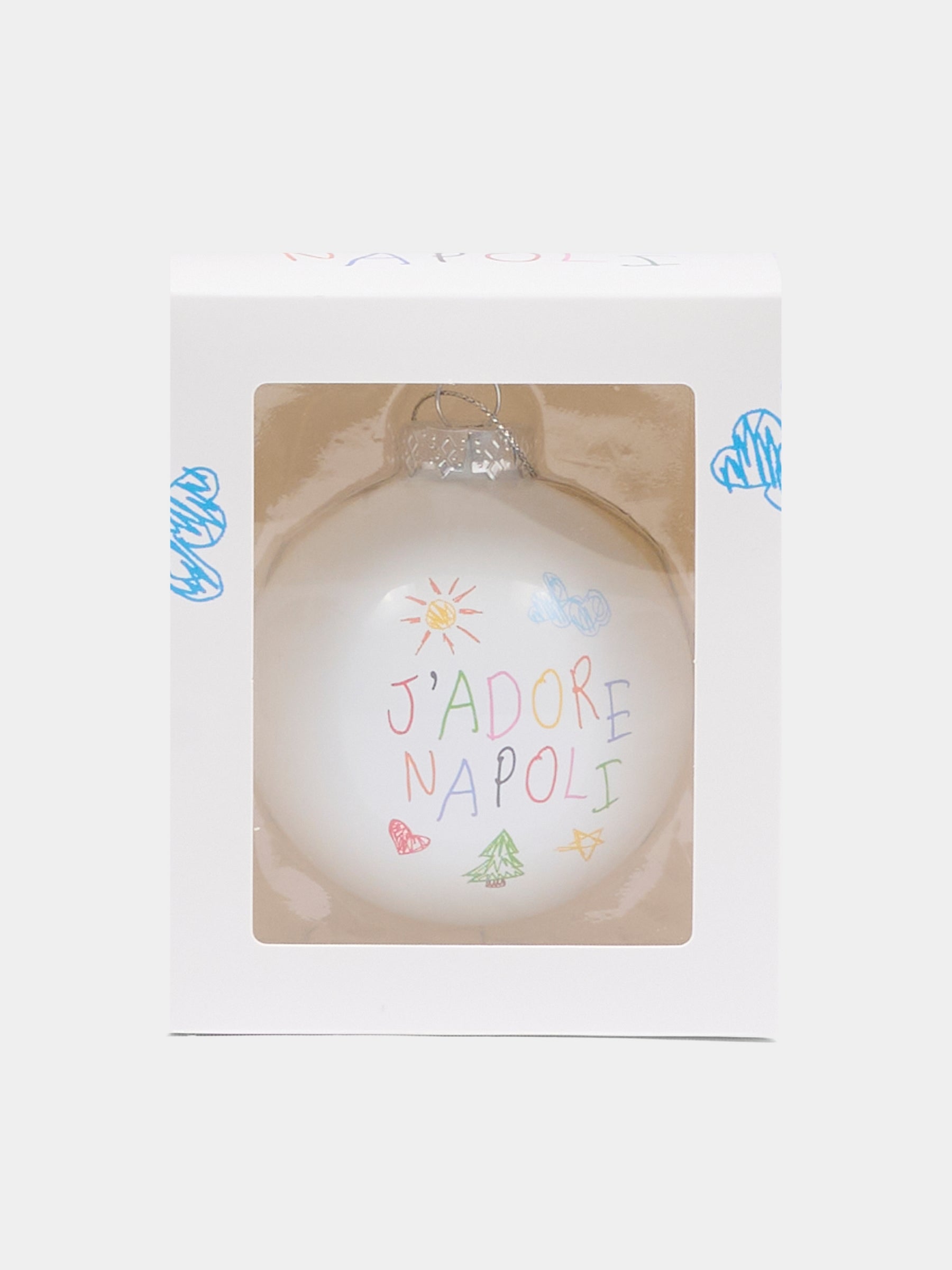 Pallina di natale bianca con disegni,J'adore Napoli,J'ADORE NAPOLI SKETCH CHRISTMAS BALL WHITE