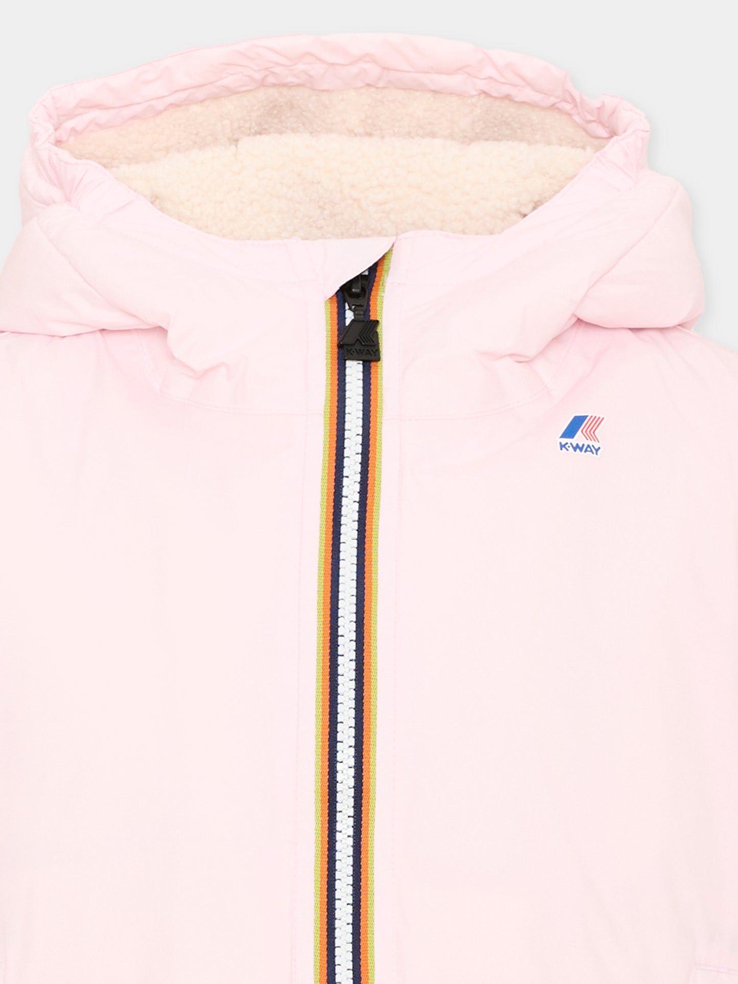 Piumino rosa Claude Orsetto per bambina con logo,K-way,K7142TW W4U