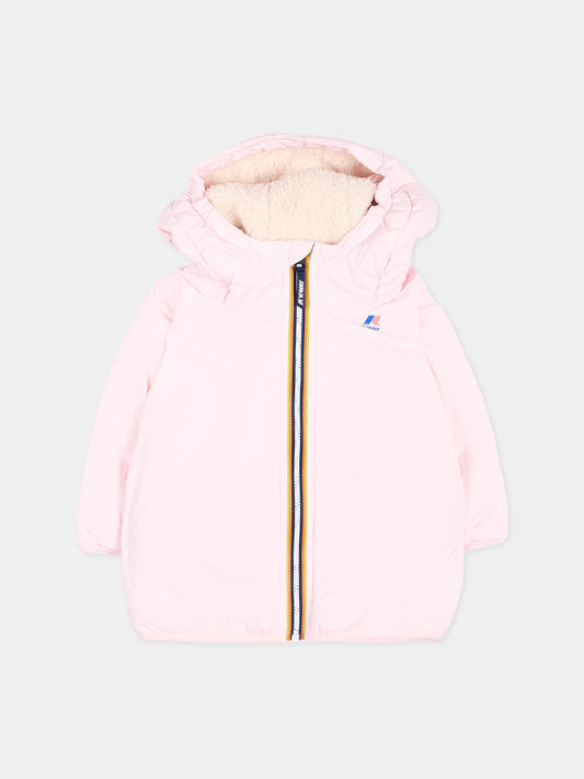 Piumino rosa Claudine Orsetto per neonata con logo,K-way,K7142RW W4U