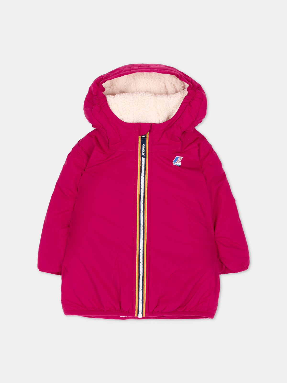 Piumino fucsia Le Vrai 4.0 Claudine Orsetto per neonati con logo,K-way,K7142RW X6R