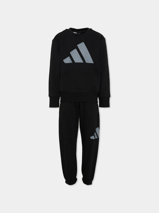 Completo sportivo lungo nero con logo per bambino,Adidas,KQ7836