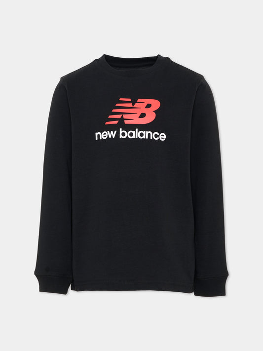 T-shirt nera per bambino con logo,New Balance,LAKB0254 BK