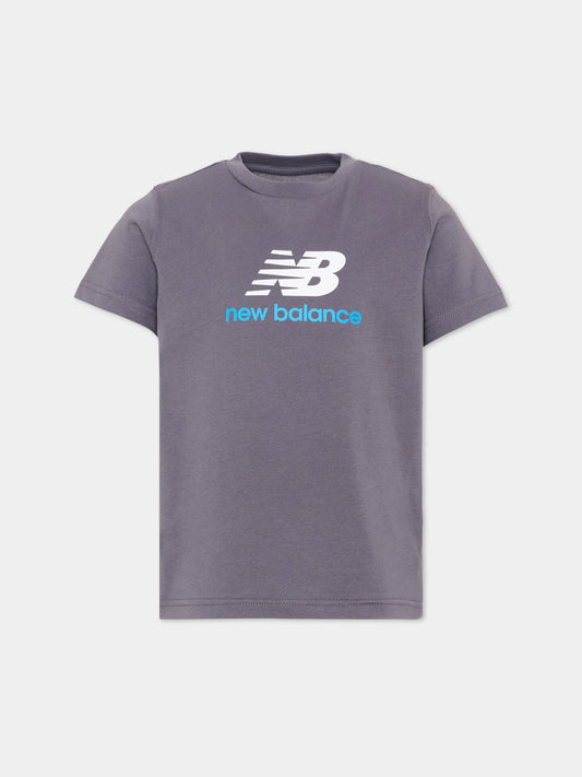 T-shirt grigia per bambino con logo,New Balance,LAKB0297 AA9