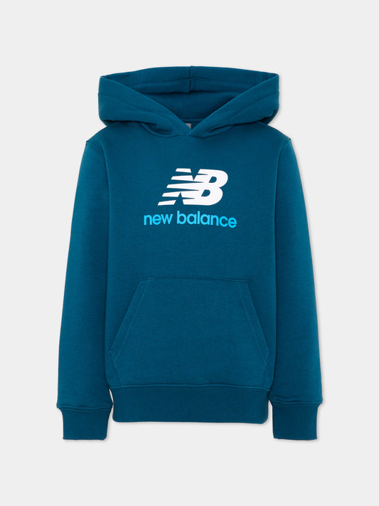 Felpa blu per bambino con logo,New Balance,LAKB0366 STS