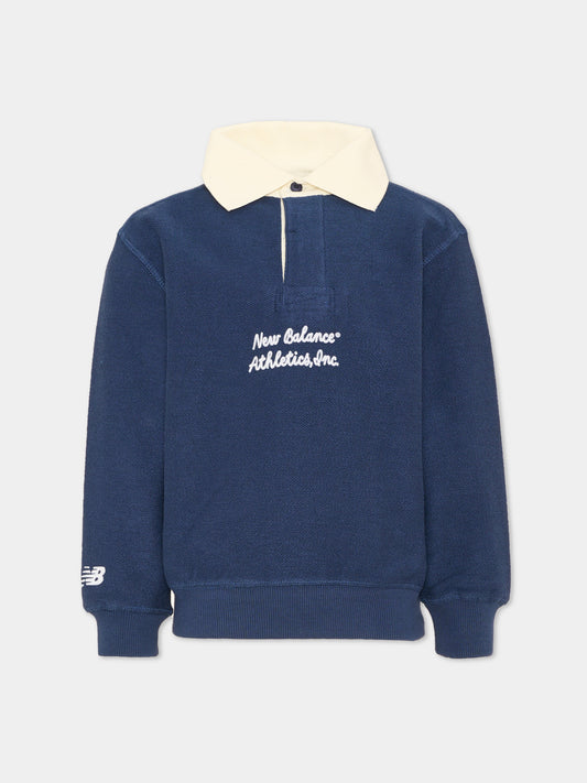 Polo a manica lunga blu per bambino,New Balance,YT62Y5J2 NNY