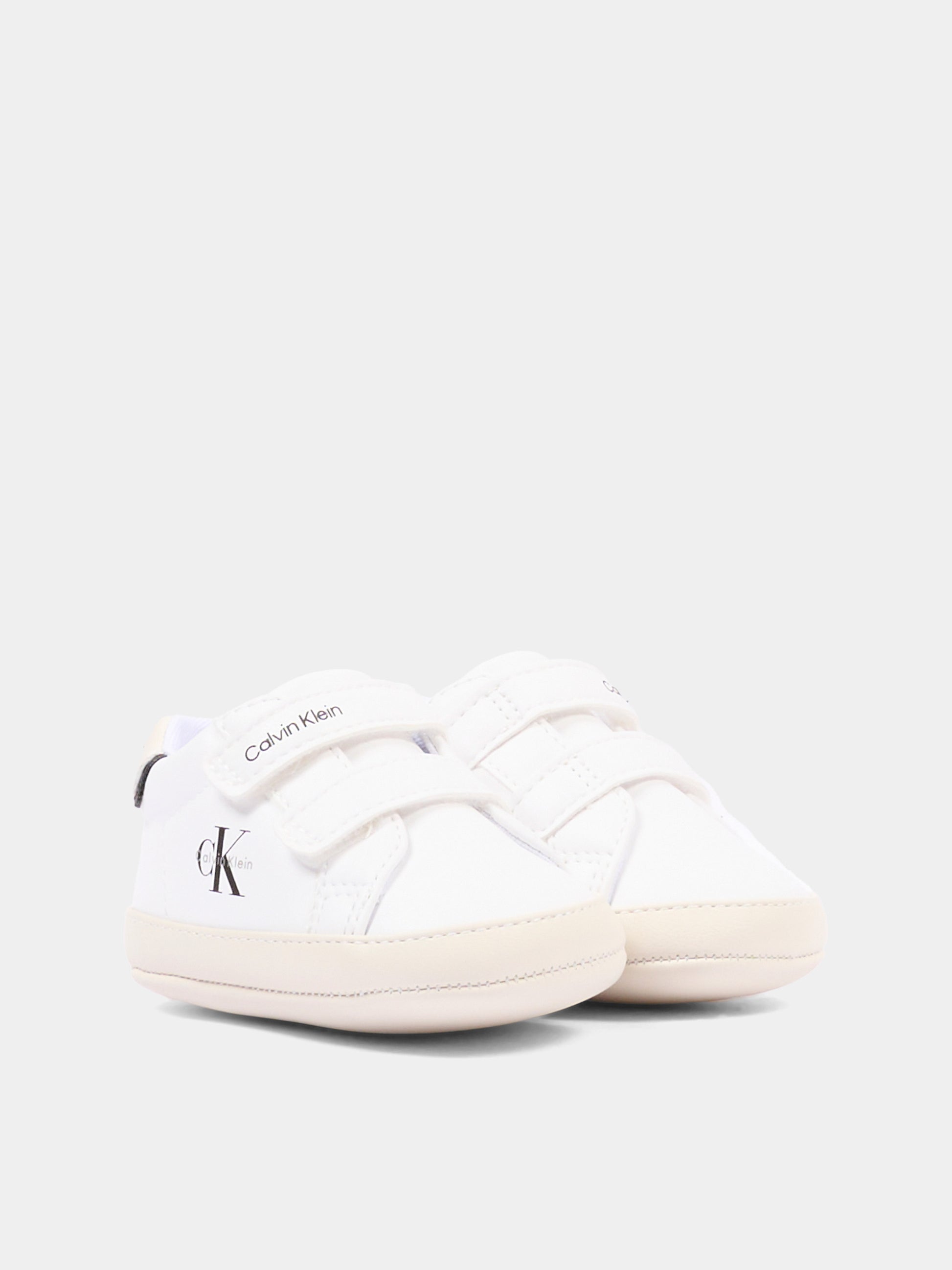 Sneakers bianche per neonati con logo,Calvin Klein Kids,V0B9 83437 1582Y631