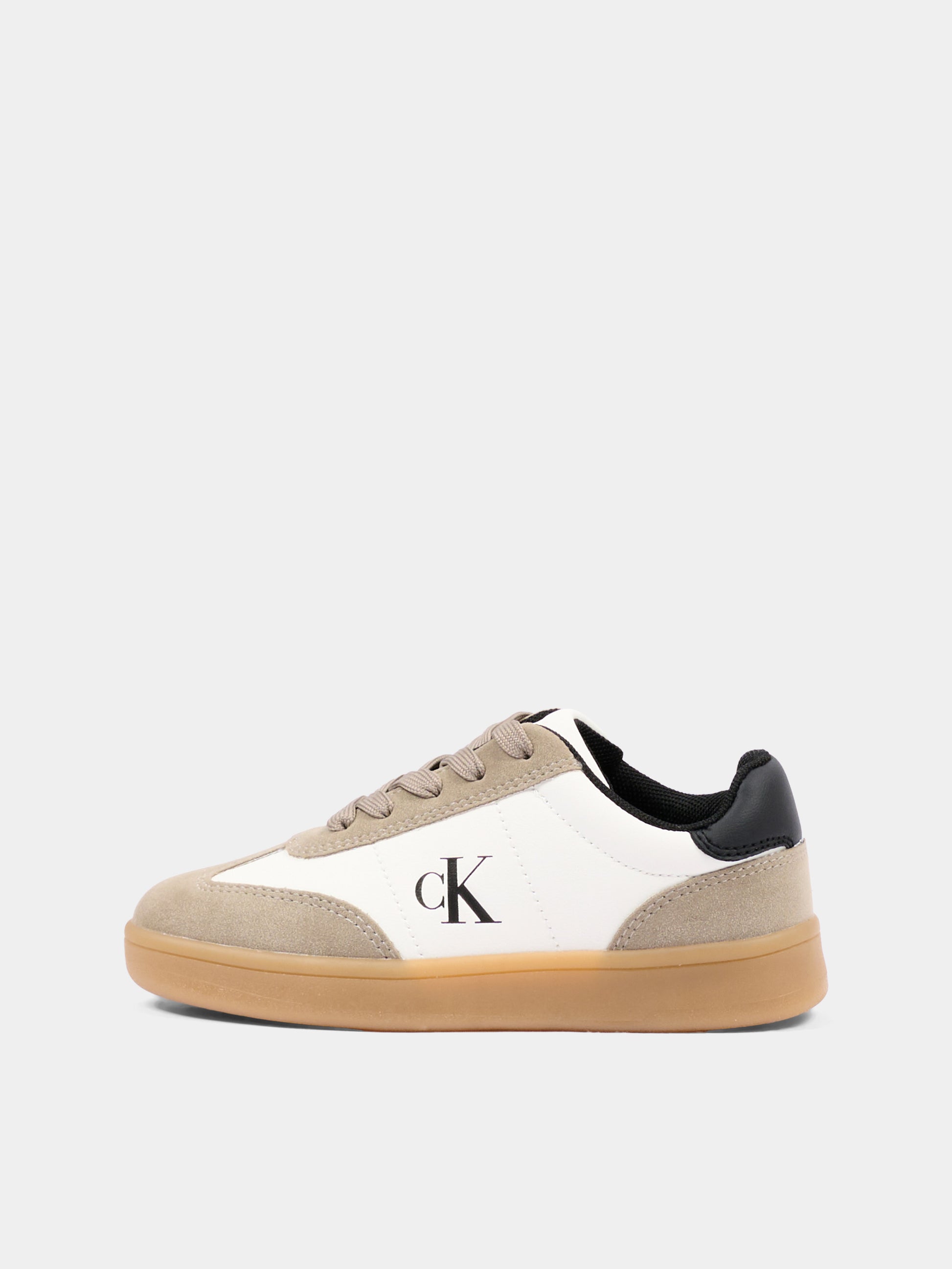 Sneakers beige per bambino con logo,Calvin Klein Kids,V3X9 83451 0318Y746