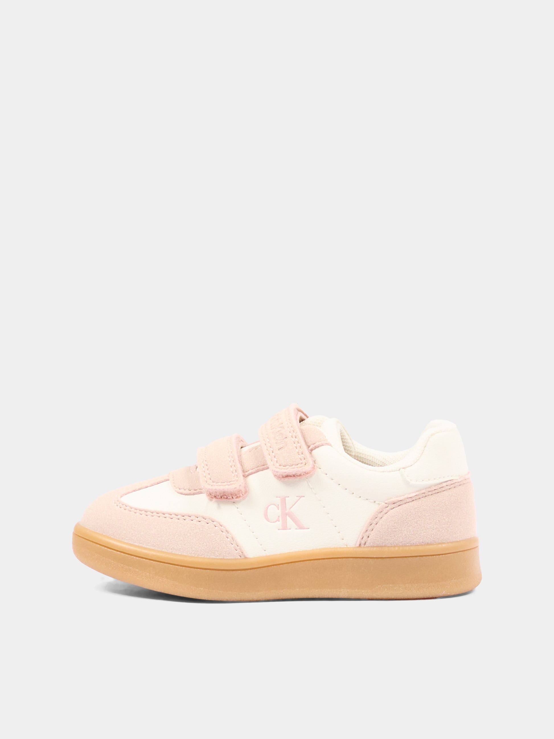 Sneakers avorio per bambina con logo,Calvin Klein Kids,V1A9 83383 1269A999