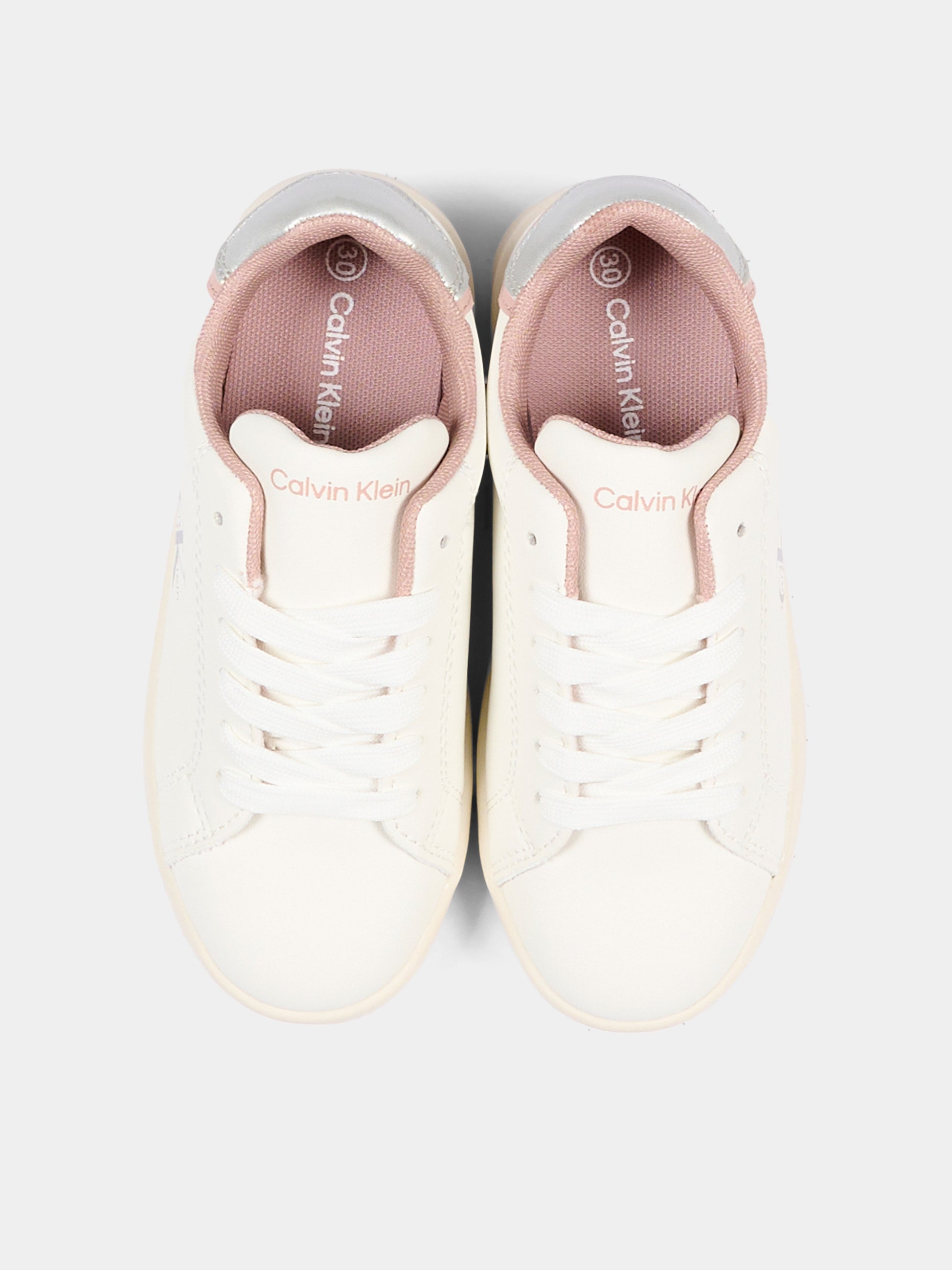 Sneakers bianche per bambina con logo,Calvin Klein Kids,V3A9 83386 1355Y622