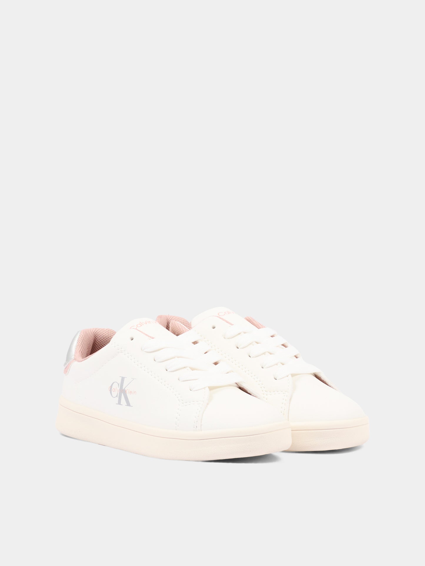 Sneakers bianche per bambina con logo,Calvin Klein Kids,V3A9 83386 1355Y622