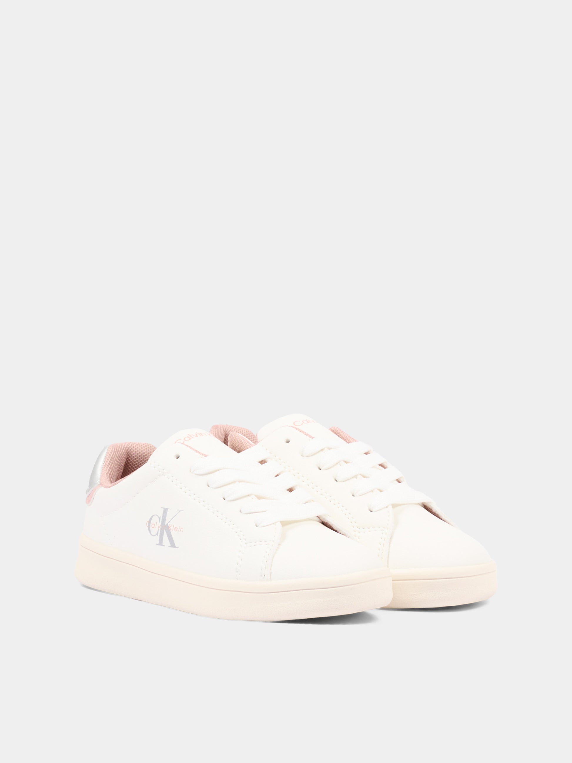 Sneakers bianche per bambina con logo,Calvin Klein Kids,V3A9 83386 1355Y622