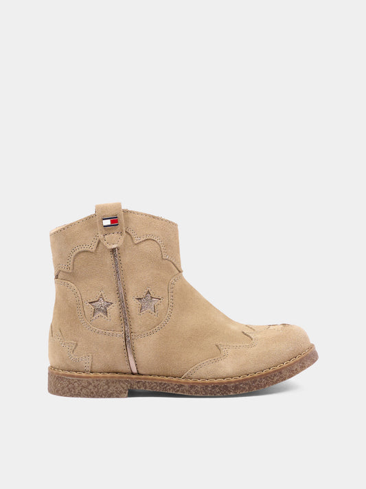 Stivaletti beige per bambina con stelle,Tommy Hilfiger Junior,T1A5 35191 1429691