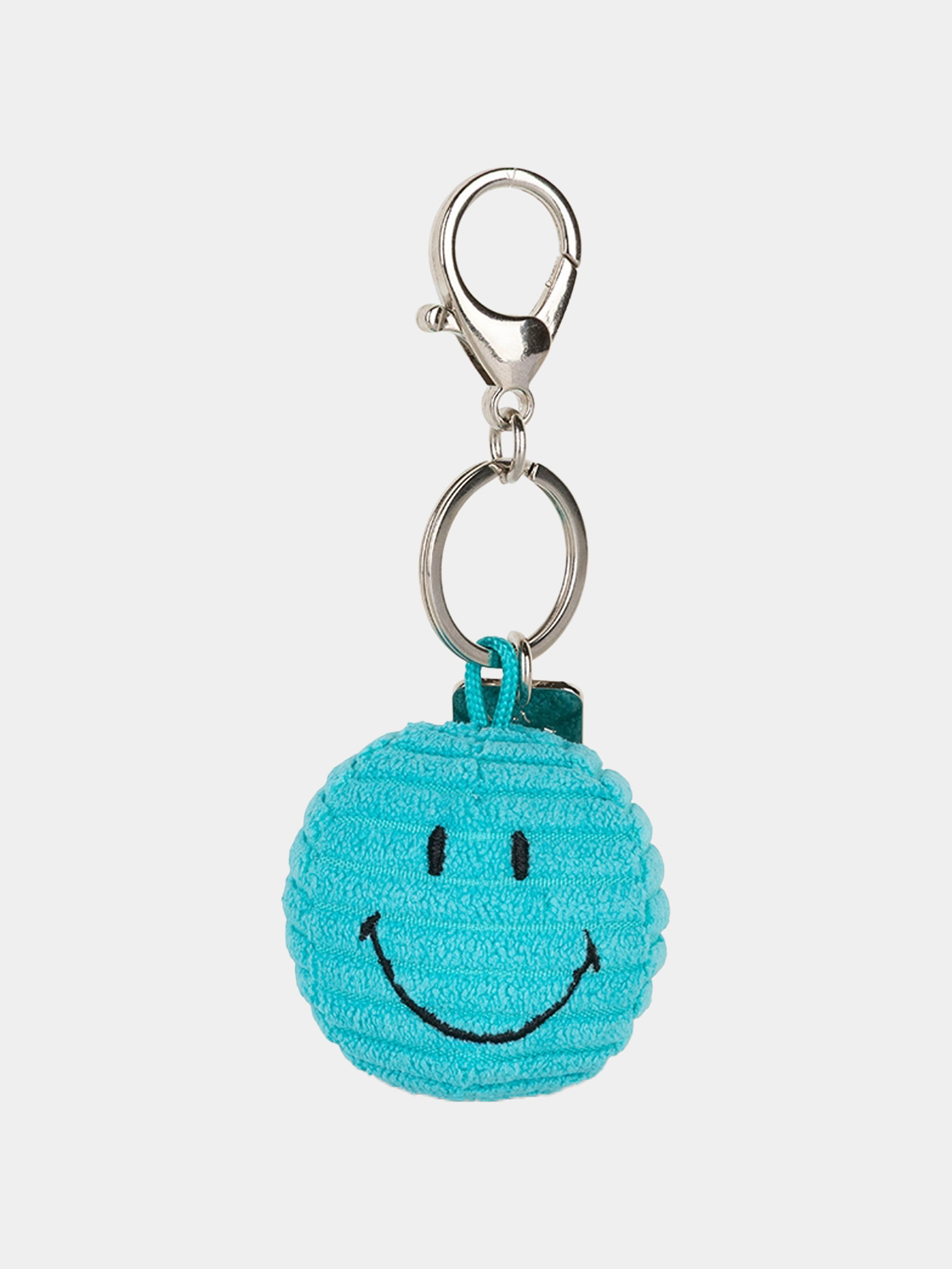 Portachiavi Smile verde acqua per bambini,Bon Ton Toys,SMILEY KEYCHAIN ECO COURDUROY TEAL