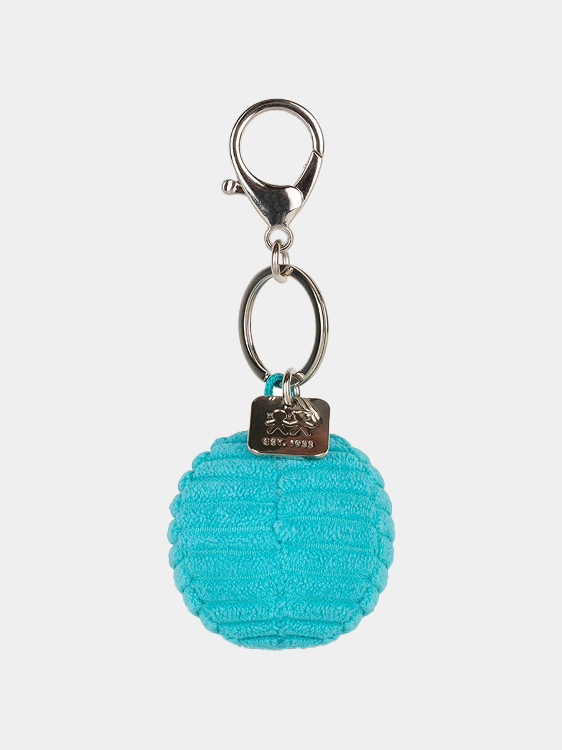 Portachiavi Smile verde acqua per bambini,Bon Ton Toys,SMILEY KEYCHAIN ECO COURDUROY TEAL