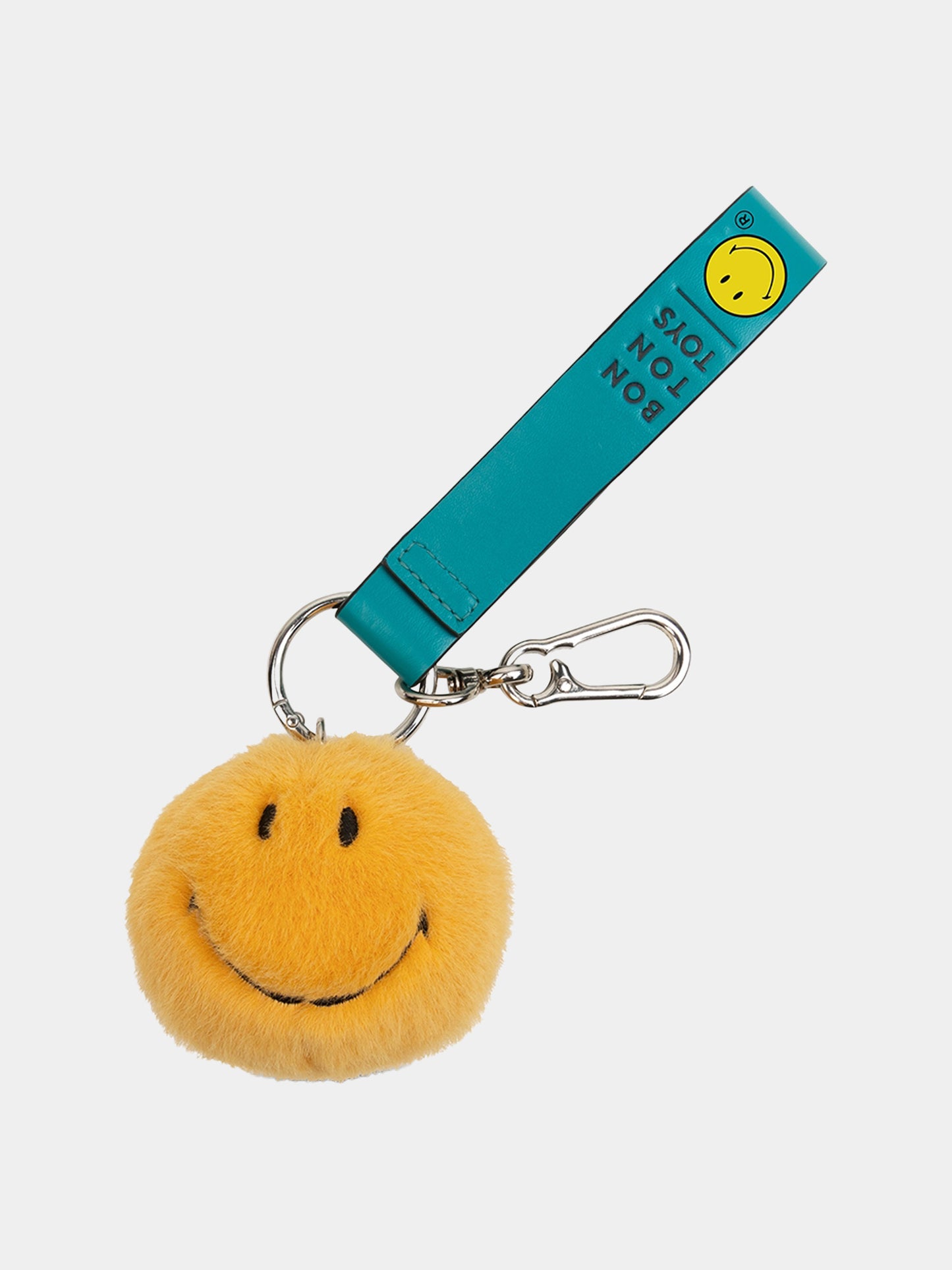Portachiavi Smile giallo per bambini,Bon Ton Toys,SMILEY ECO FUZZY BAG CHARM YELLOW