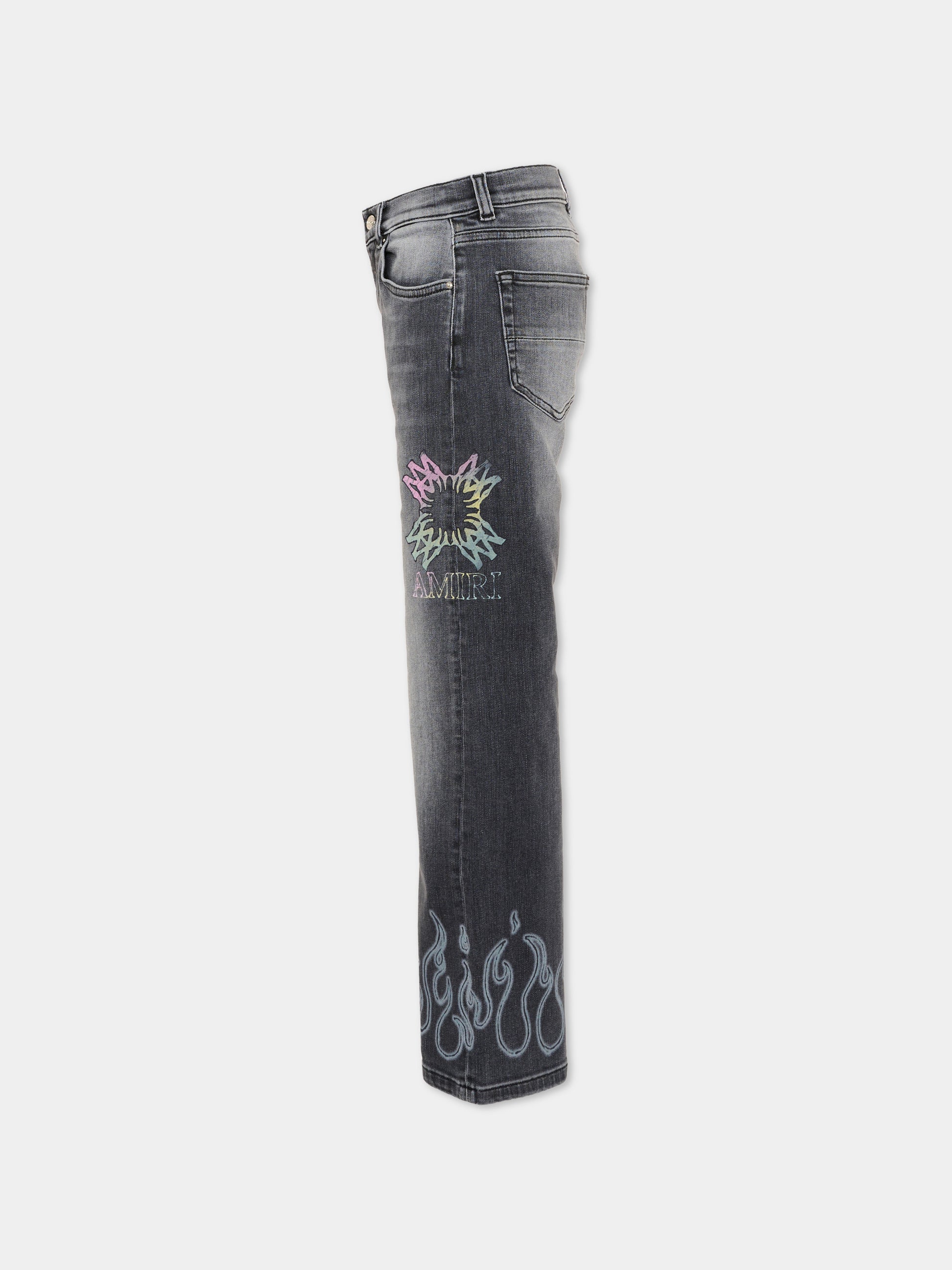 Jeans denim per bambini con fiamme,Amiri,ACBMJE1005 030 GREY