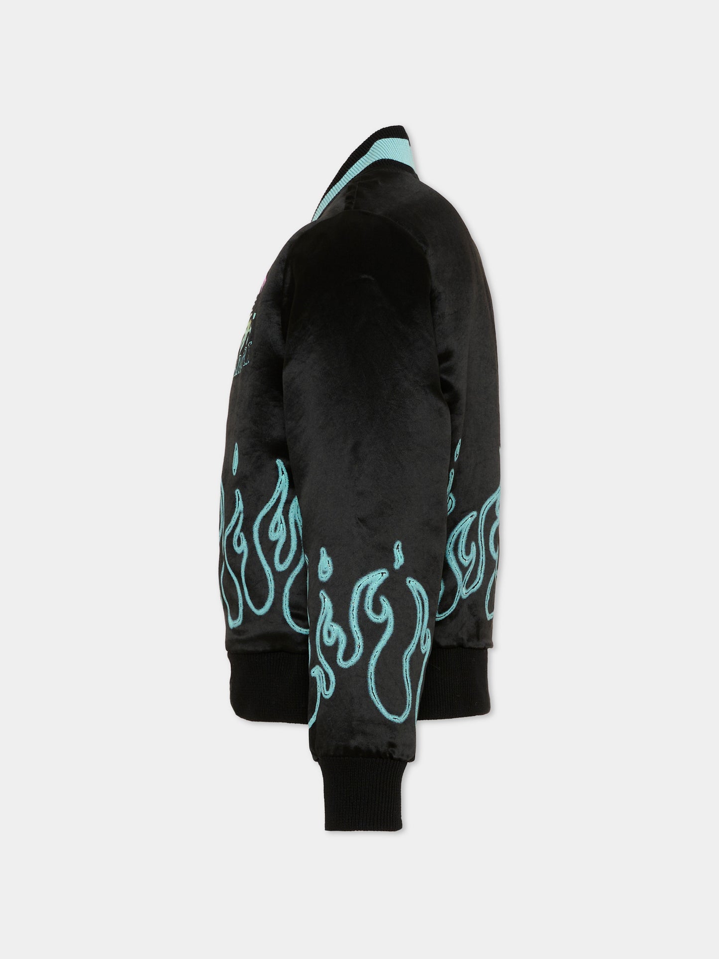 Bomber nero per bambino con fiamme,Amiri,ACOUJA1006 001 BLACK