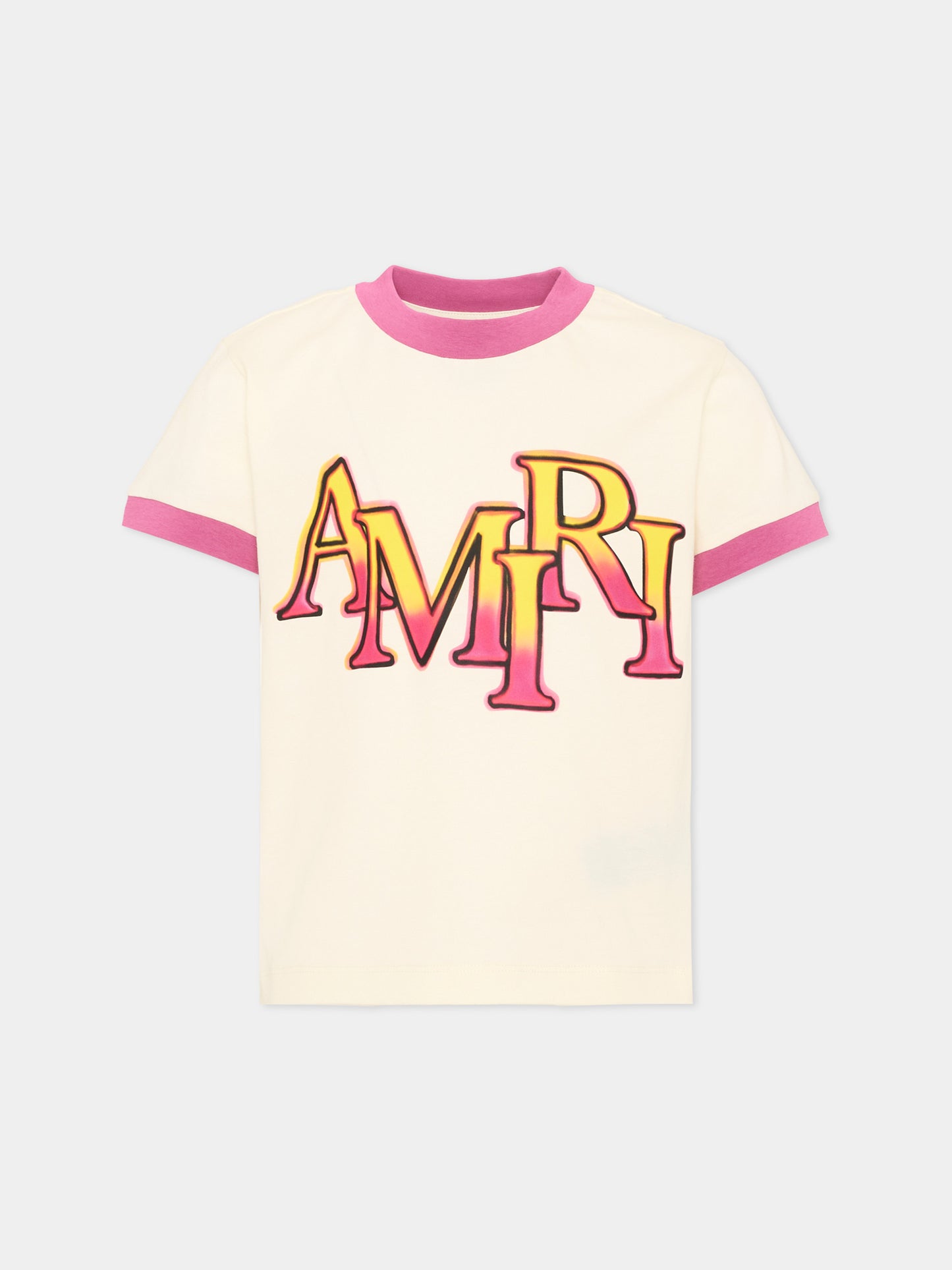 T-Shirt avorio per bambini con logo,Amiri,ACTOJR1029 127 IVORY