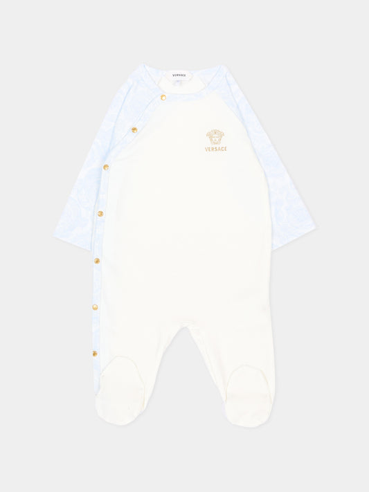 Tutina bianca per neonato con logo,Versace,1017948 1A18059 6WN40