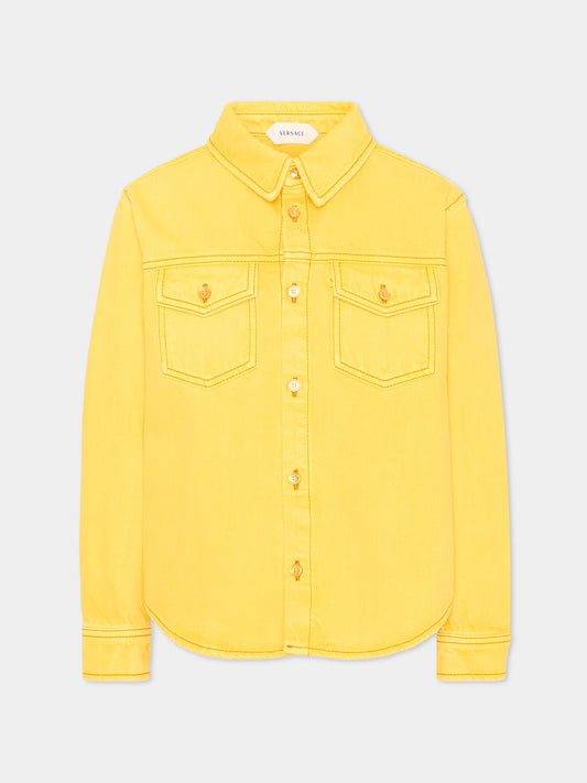 Giubbotto di jeans giallo per bambini,Versace,1024671 1A18198 1D170