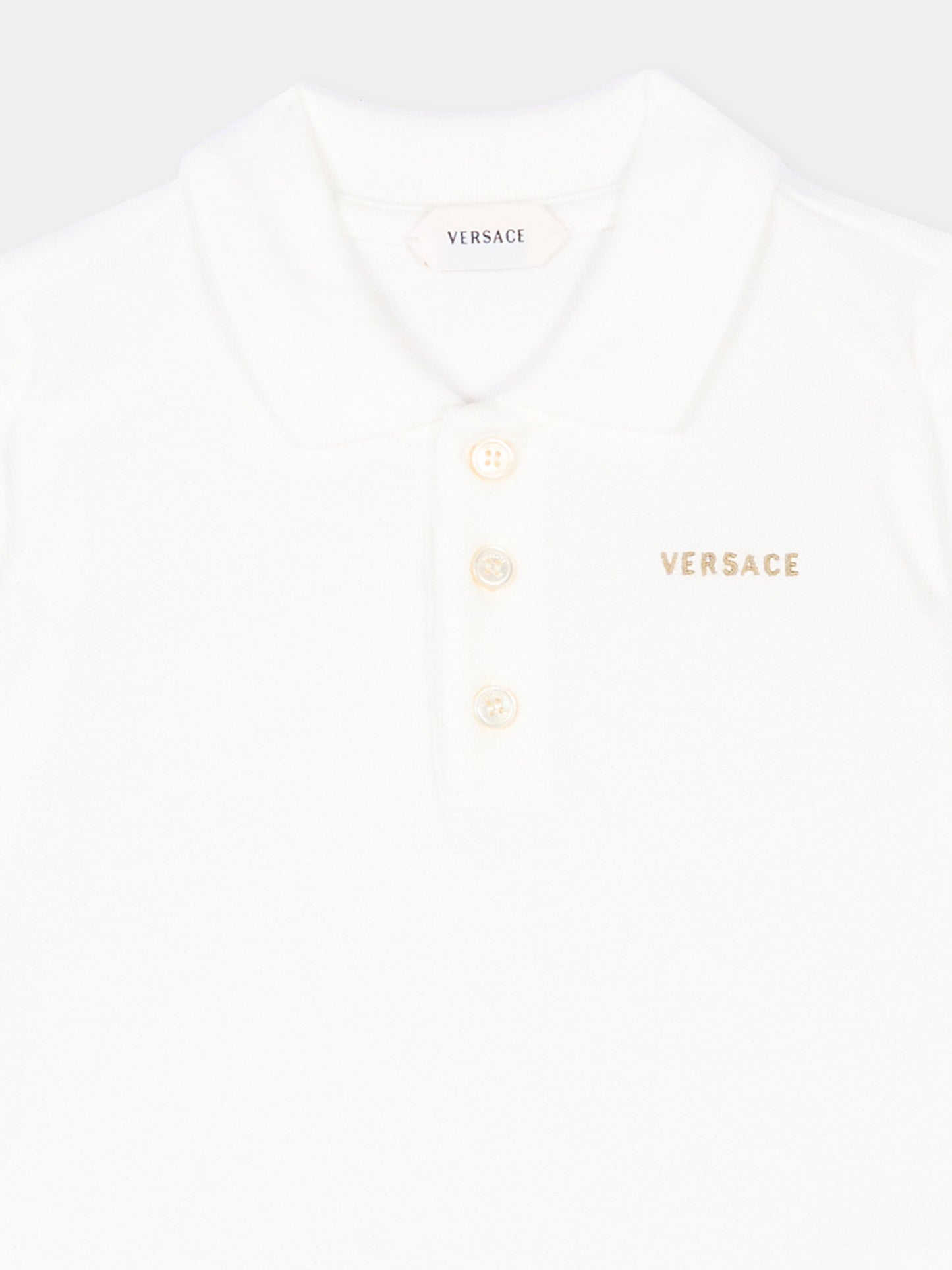 Polo bianca per neonato con logo,Versace,1025178 1A18165 2WO30