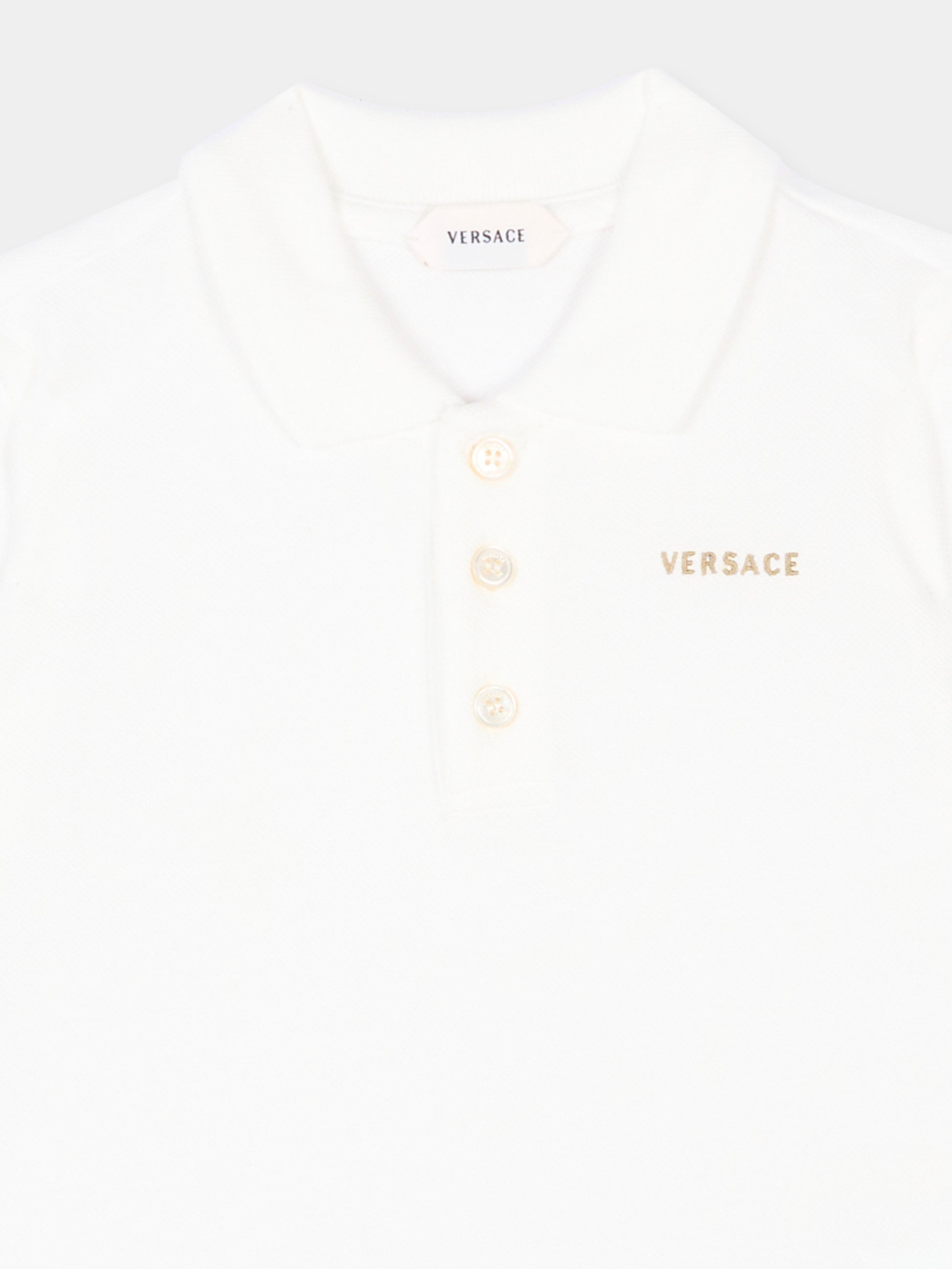 Polo bianca per neonato con logo,Versace,1025178 1A18165 2WO30