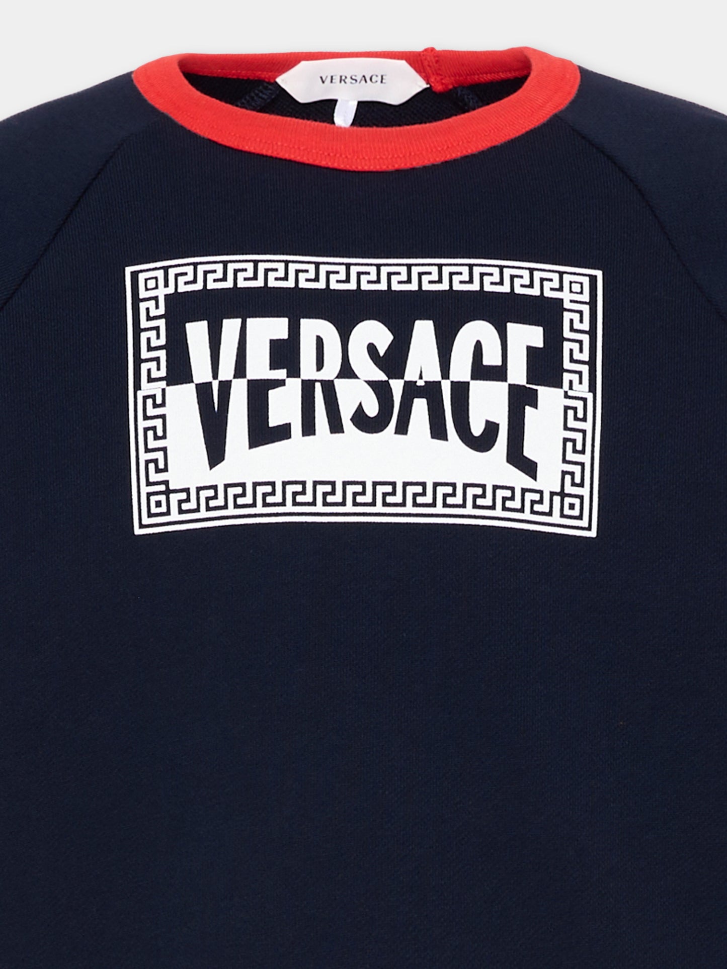 Felpa blu per bambini con logo,Versace,1024951 1A16973 6UG90