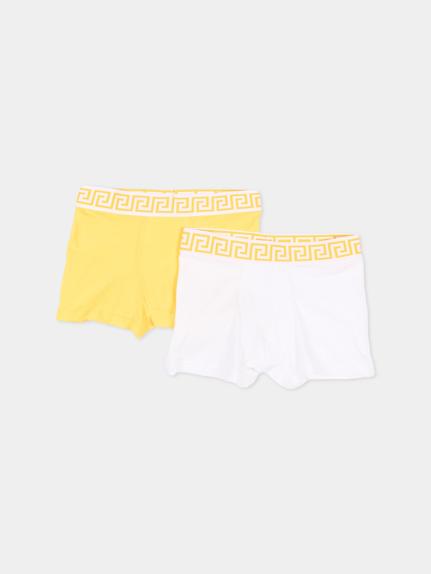 Boxer multicolor per bambino con bordo greca,Versace,1025244 1A18280 2YE70