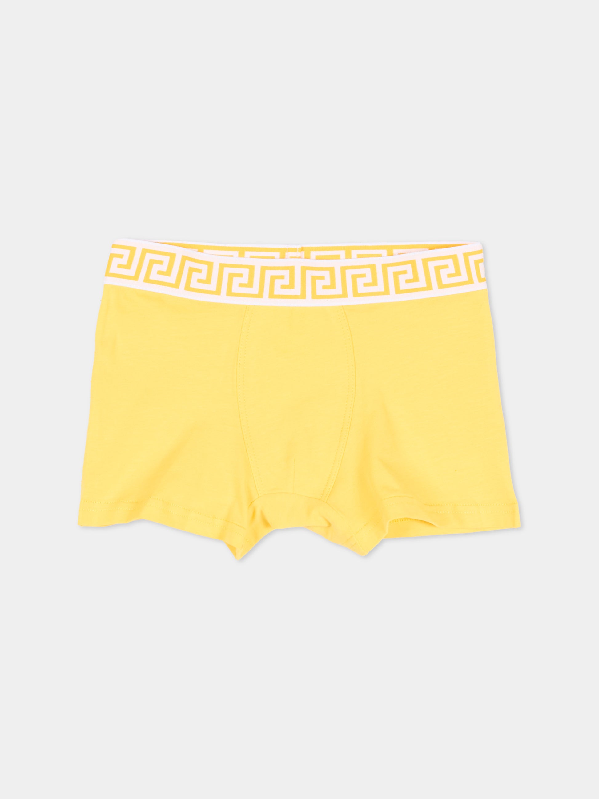 Boxer multicolor per bambino con bordo greca,Versace,1025244 1A18280 2YE70
