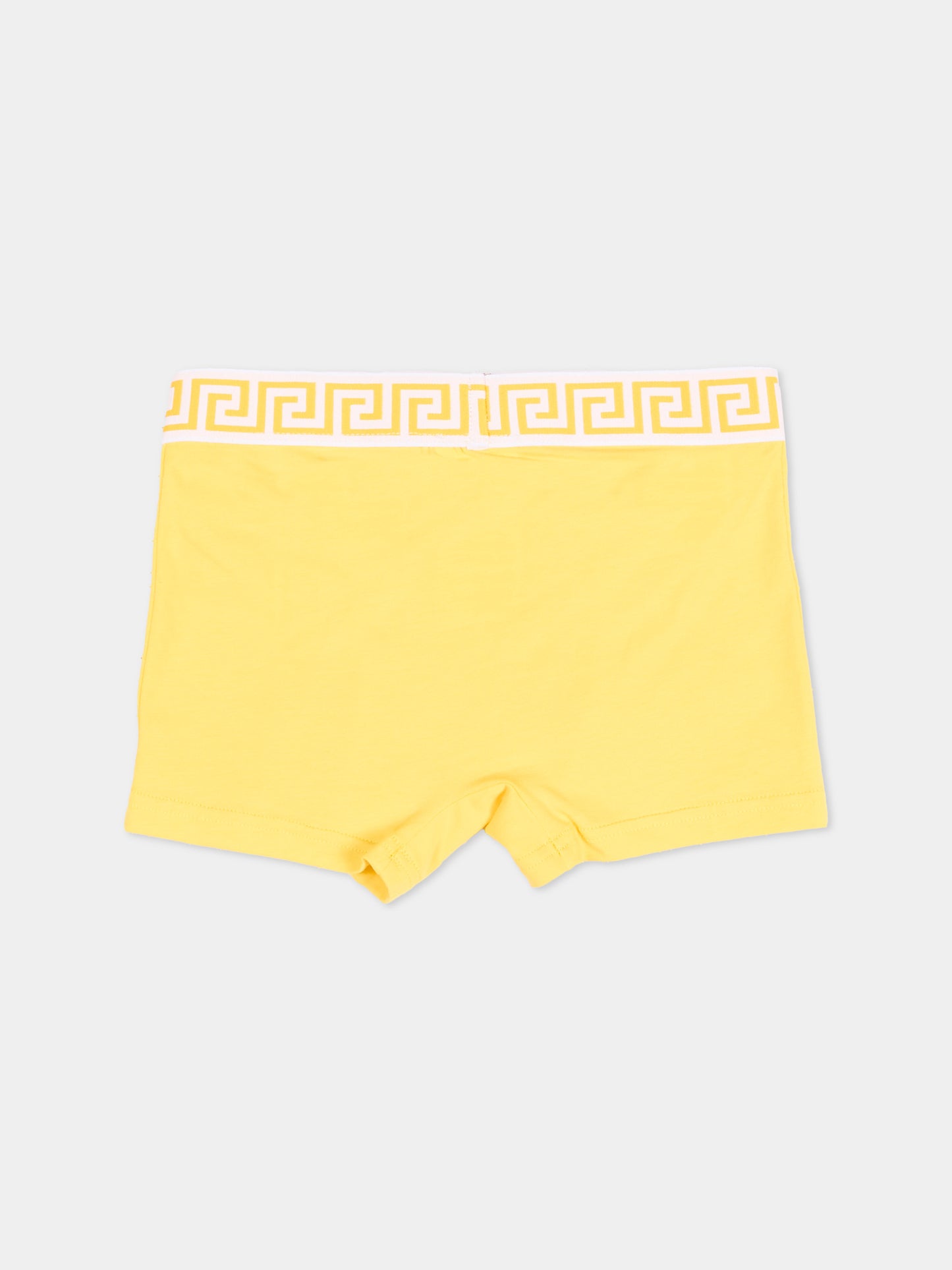 Boxer multicolor per bambino con bordo greca,Versace,1025244 1A18280 2YE70