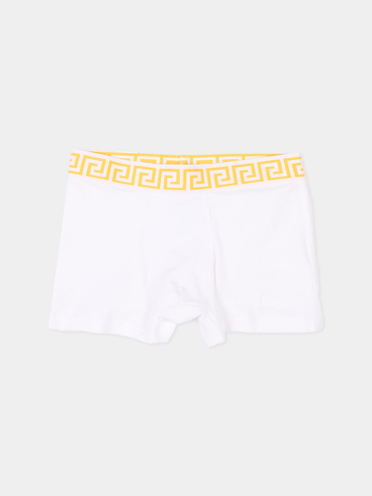 Boxer multicolor per bambino con bordo greca,Versace,1025244 1A18280 2YE70