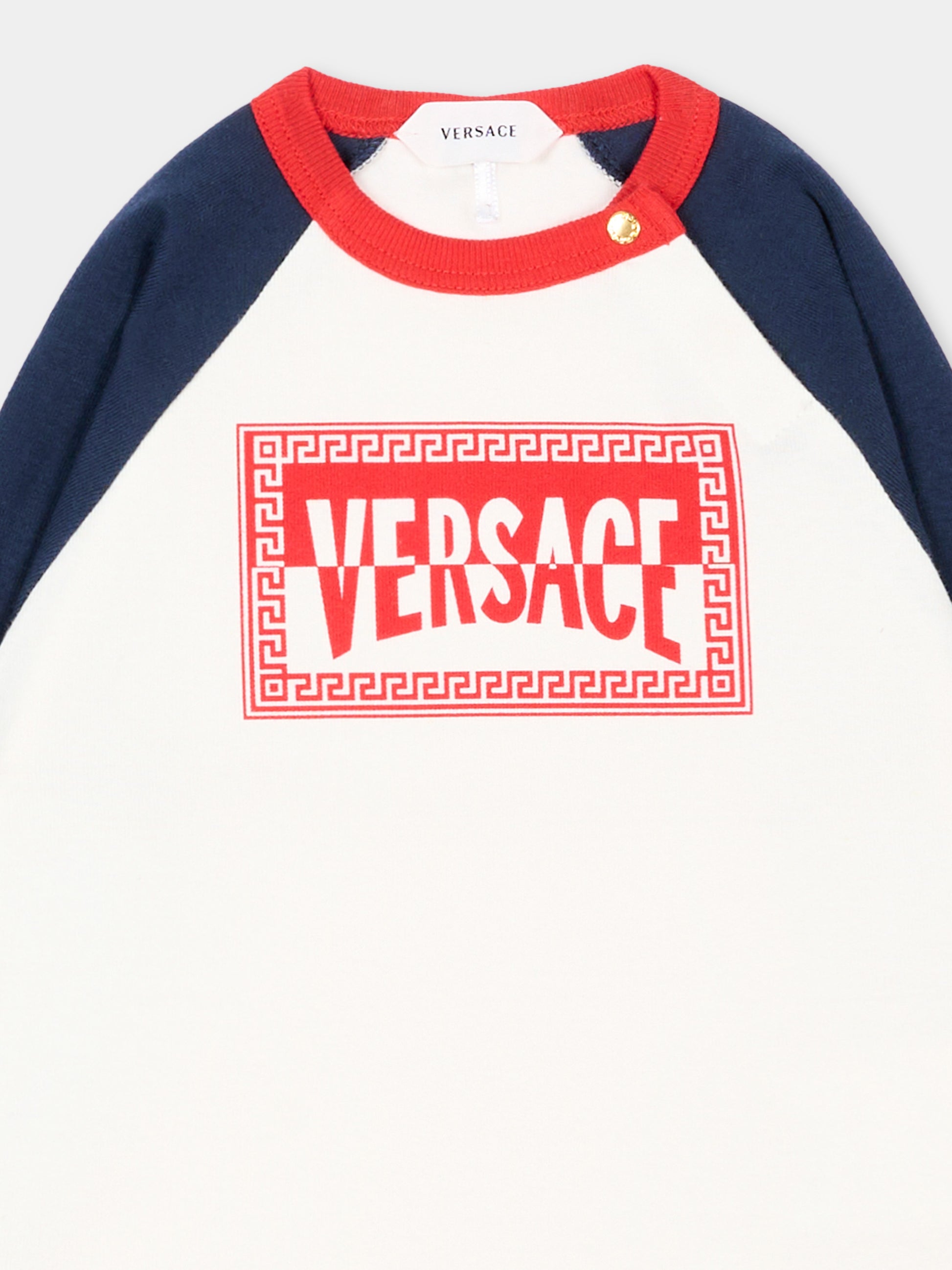 T-Shirt bianca per neonati con logo,Versace,1025151 1A18128 6WN80