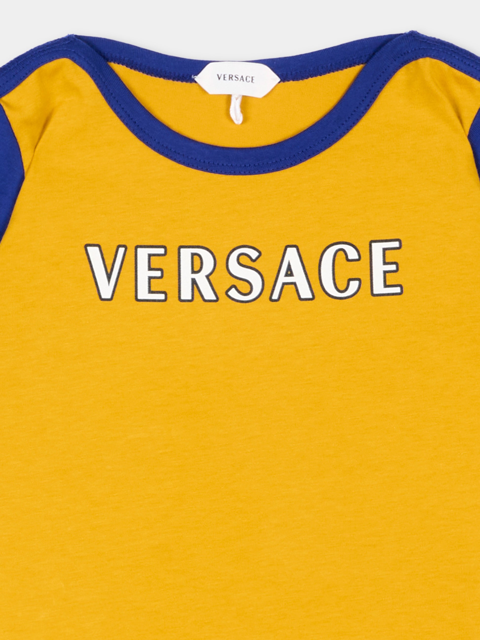 T-Shirt gialla per neonato con logo,Versace,1025174 1A18129 6Y540