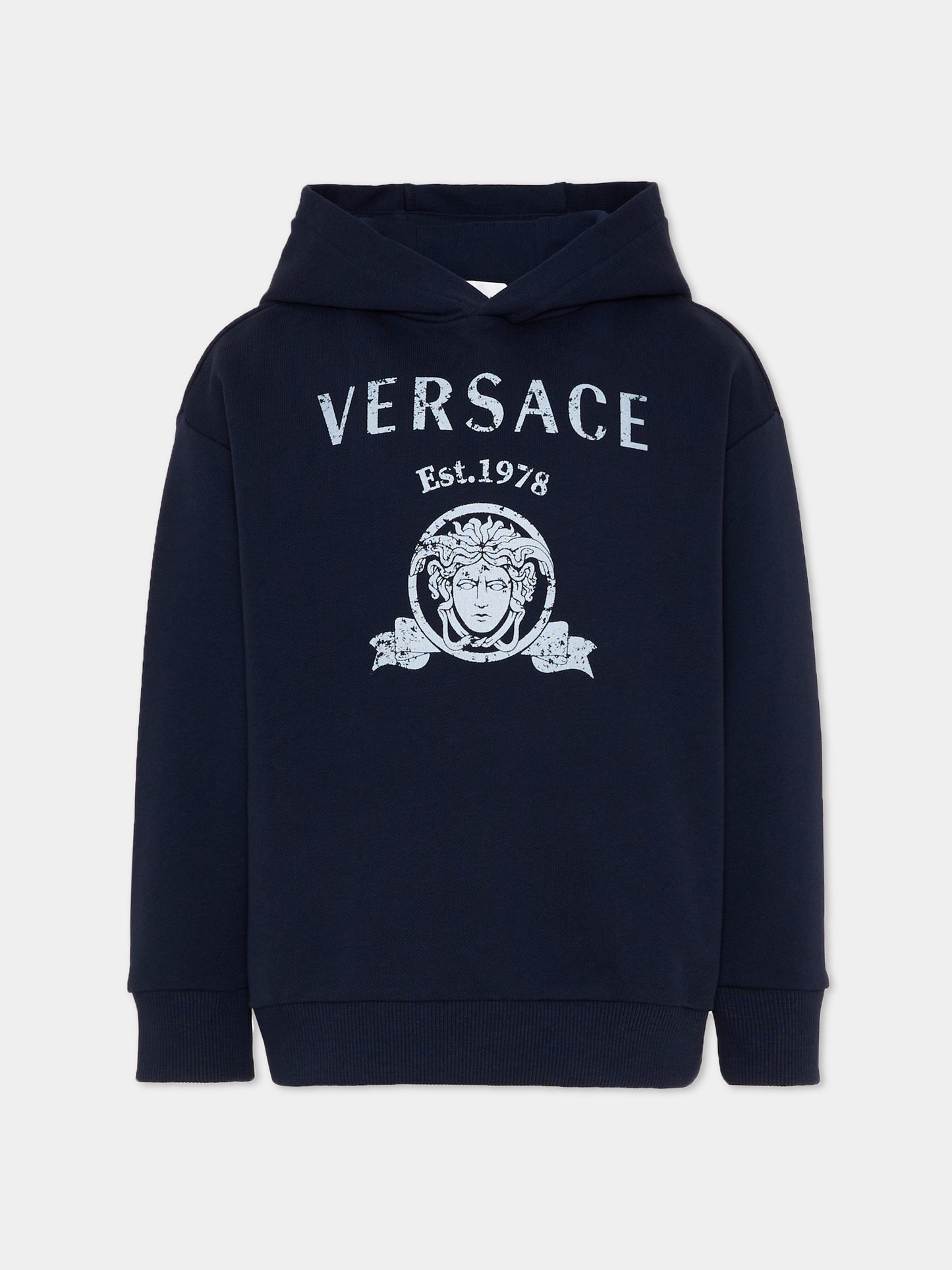 Felpa blu per bambini con logo,Versace,1024950 1A18126 2U4K0
