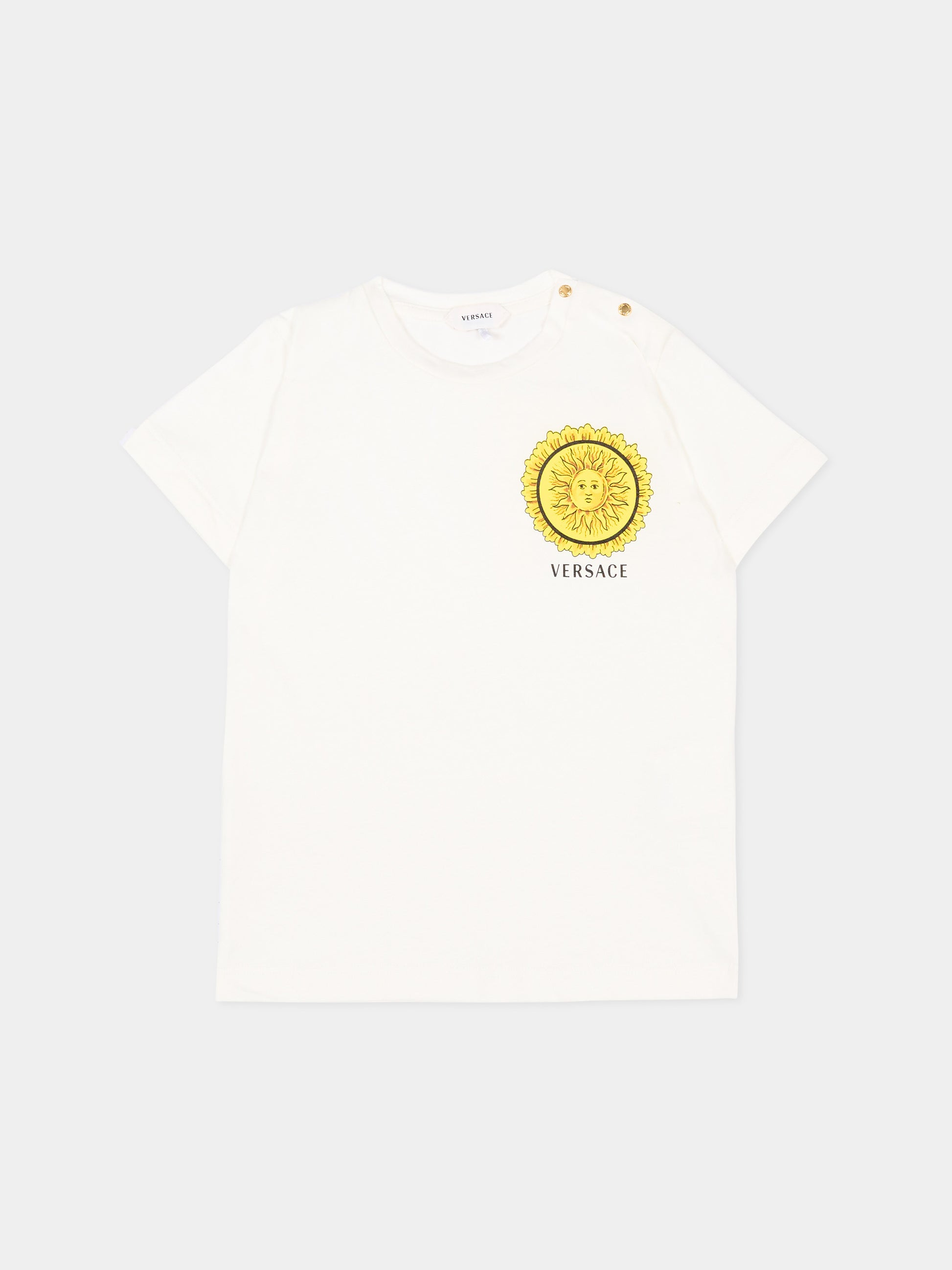T-Shirt bianca per neonati con logo,Versace,1025154 1A18243 6WO10