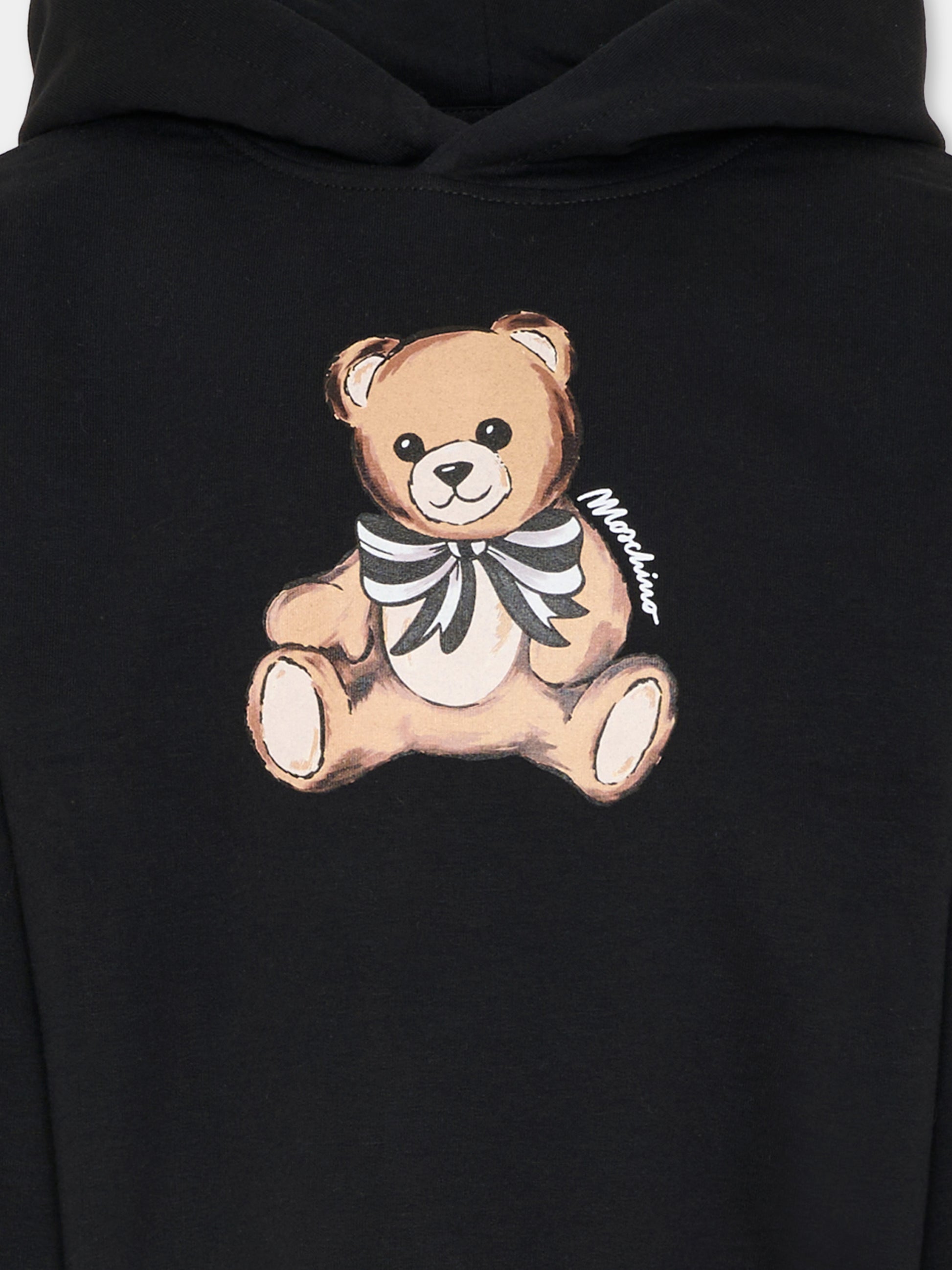 Felpa nera per bambina con Teddy Bear,Moschino Kids,HDF06J LDA16 60100