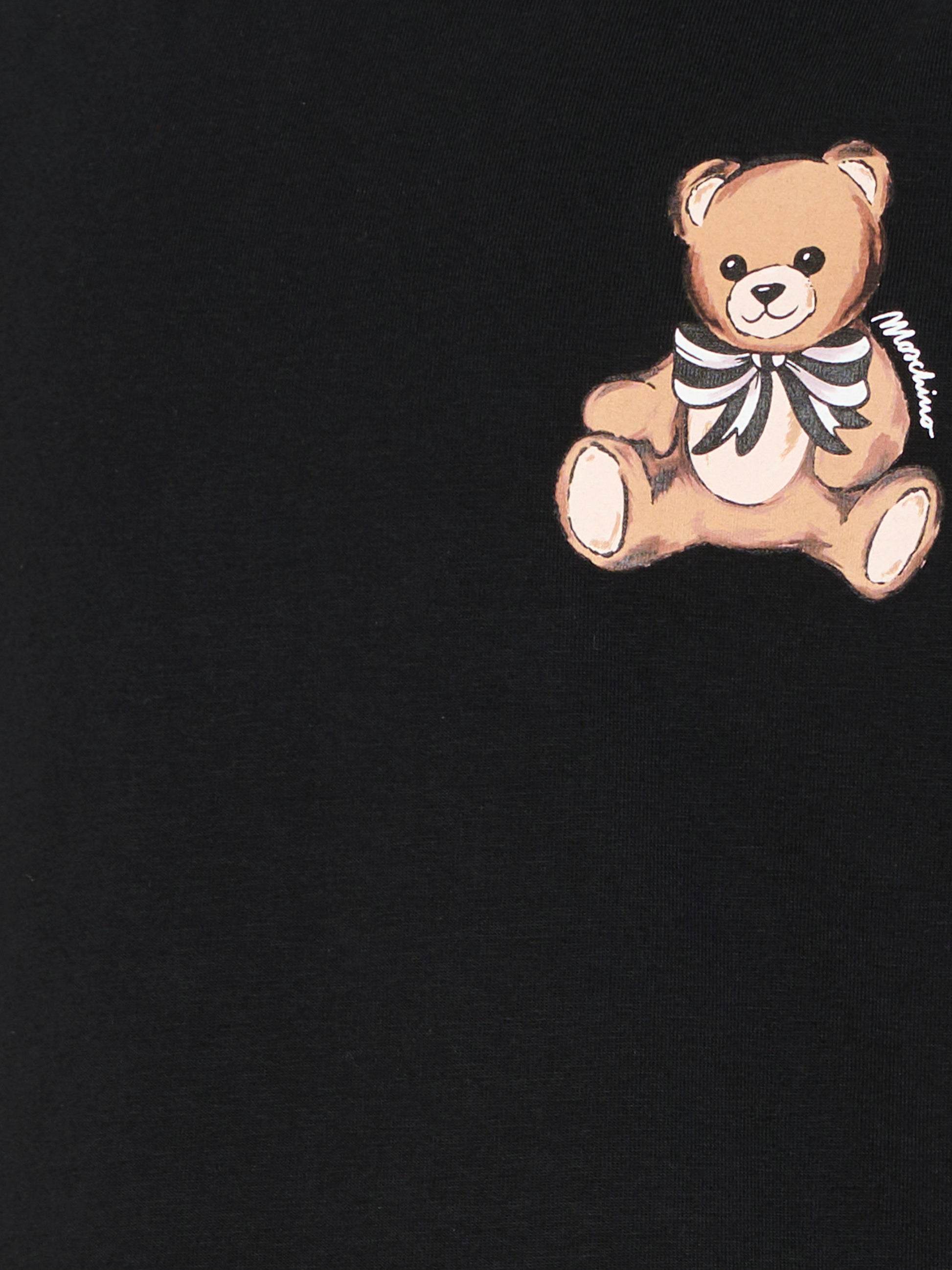T-shirt nera per bambina con Teddy Bear,Moschino Kids,HKM060 LBA11 60100