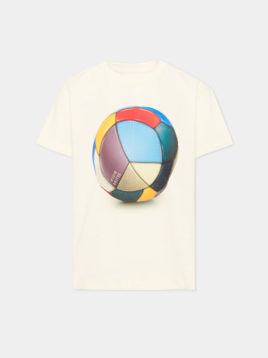 T-shirt bianca Roxo per bambino con stampa pallone,Molo,1W26A212 5999