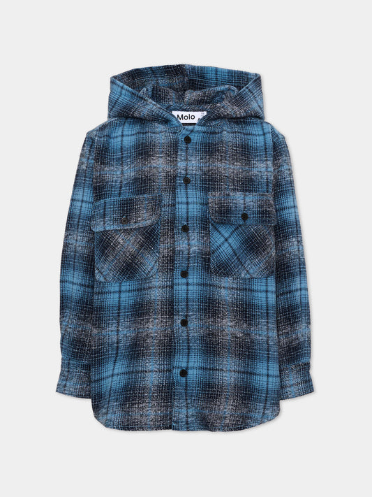 Camicia blu Rizz per bambino tartan,Molo,1W26C202 5902