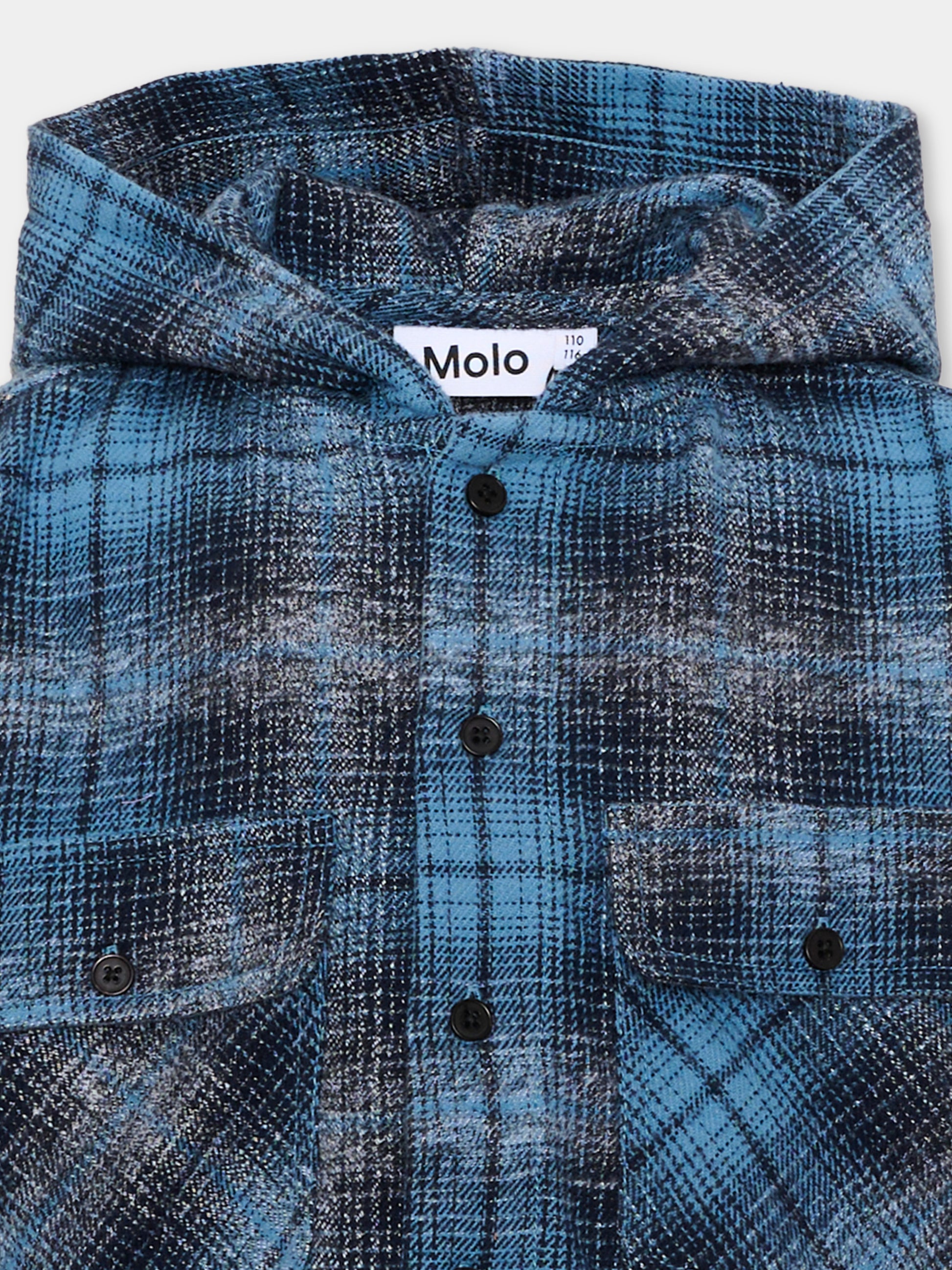 Camicia blu Rizz per bambino tartan,Molo,1W26C202 5902