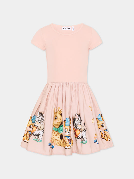 Vestito rosa Cissa per bambina con stampa animali,Molo,2W26E105 1707