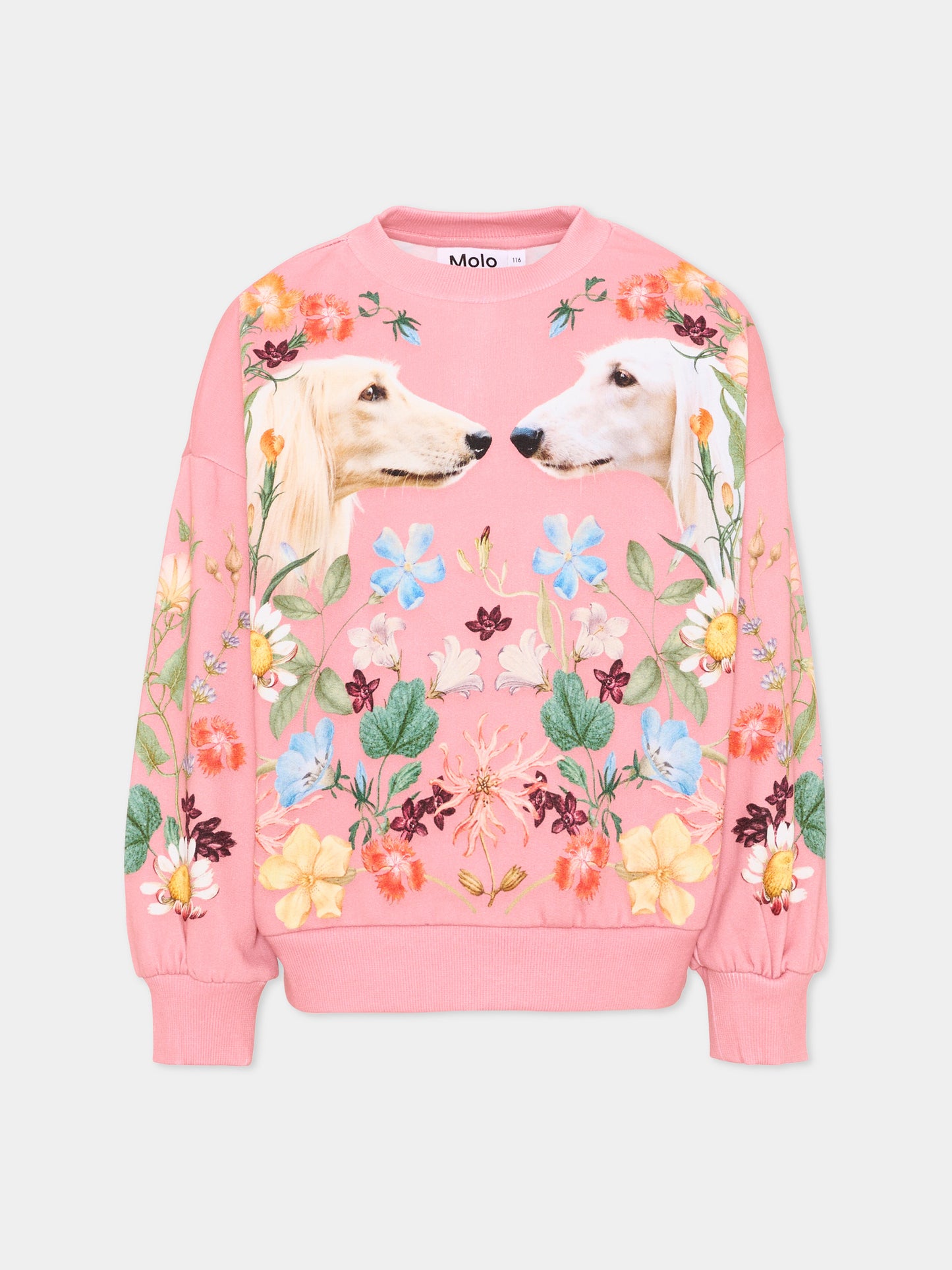 Felpa rosa Maxi per bambina con cani,Molo,2W26J202 5776
