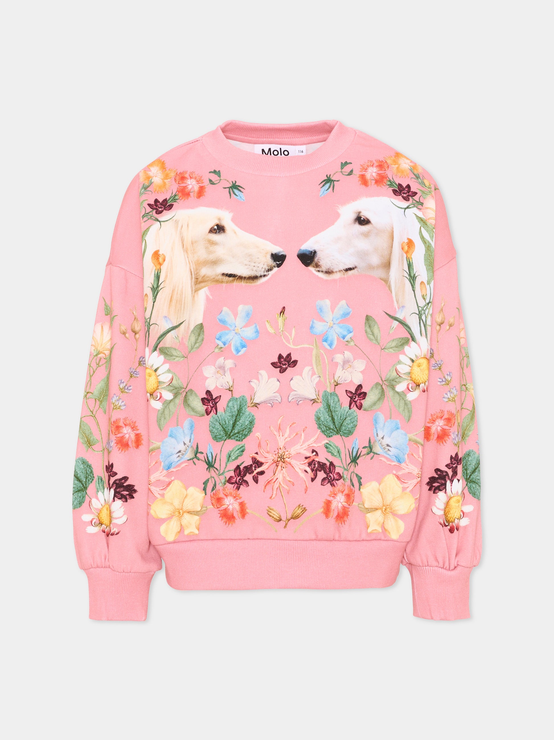 Felpa rosa Maxi per bambina con cani,Molo,2W26J202 5776