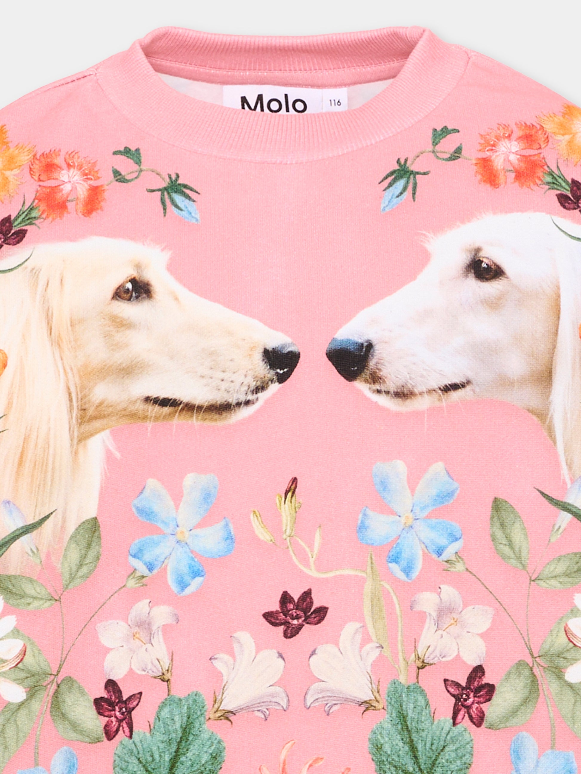 Felpa rosa Maxi per bambina con cani,Molo,2W26J202 5776