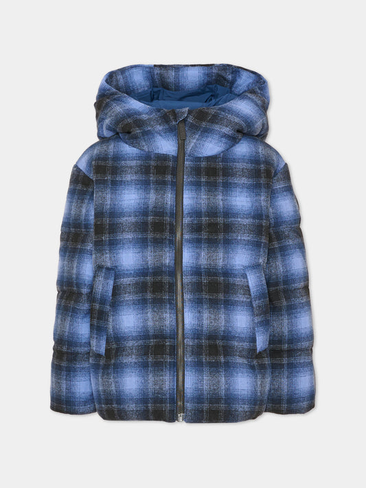 Piumino blu Hilo Wool per bambino a quadri,Molo,5W26M314 4652