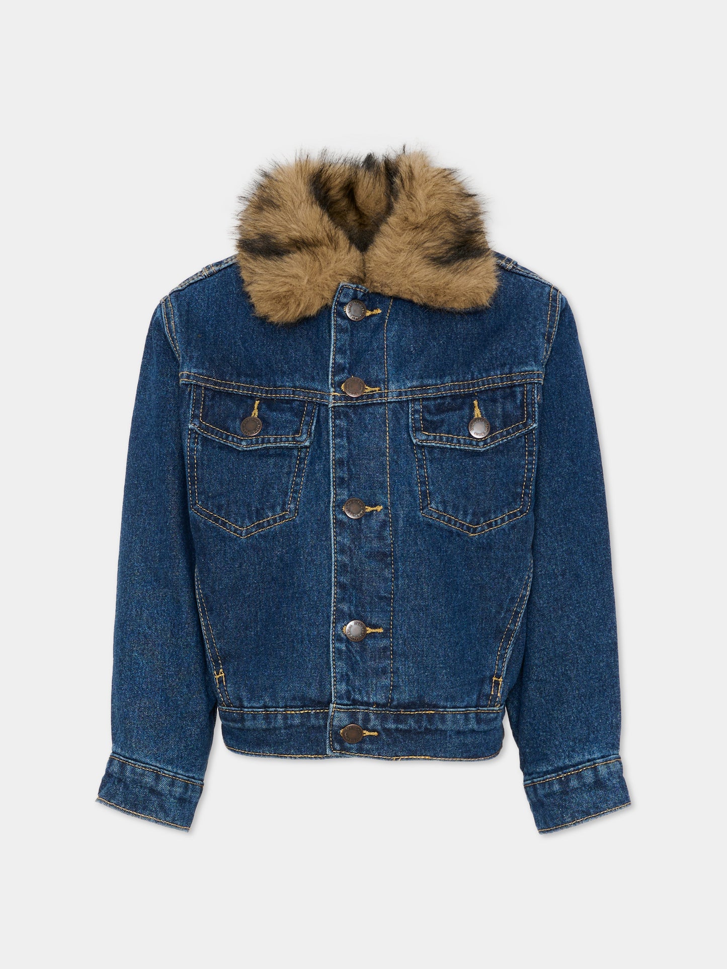 Giubbotto denim Hiroie per bambina con collo in pelliccia,Molo,5W26M334 5850