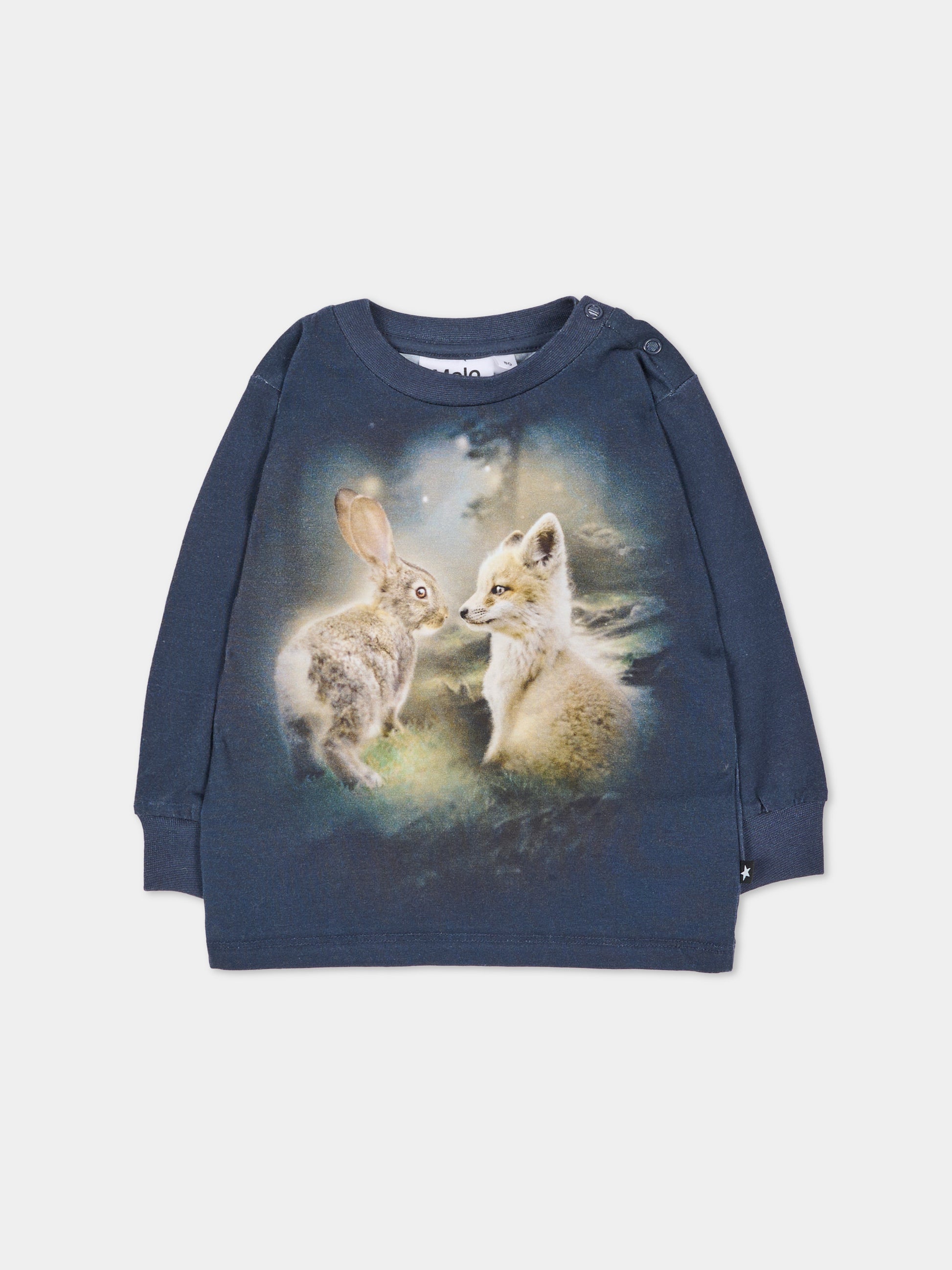 T-shirt a manica lunga blu Eloy con stampa,Molo,6W26A403 9922