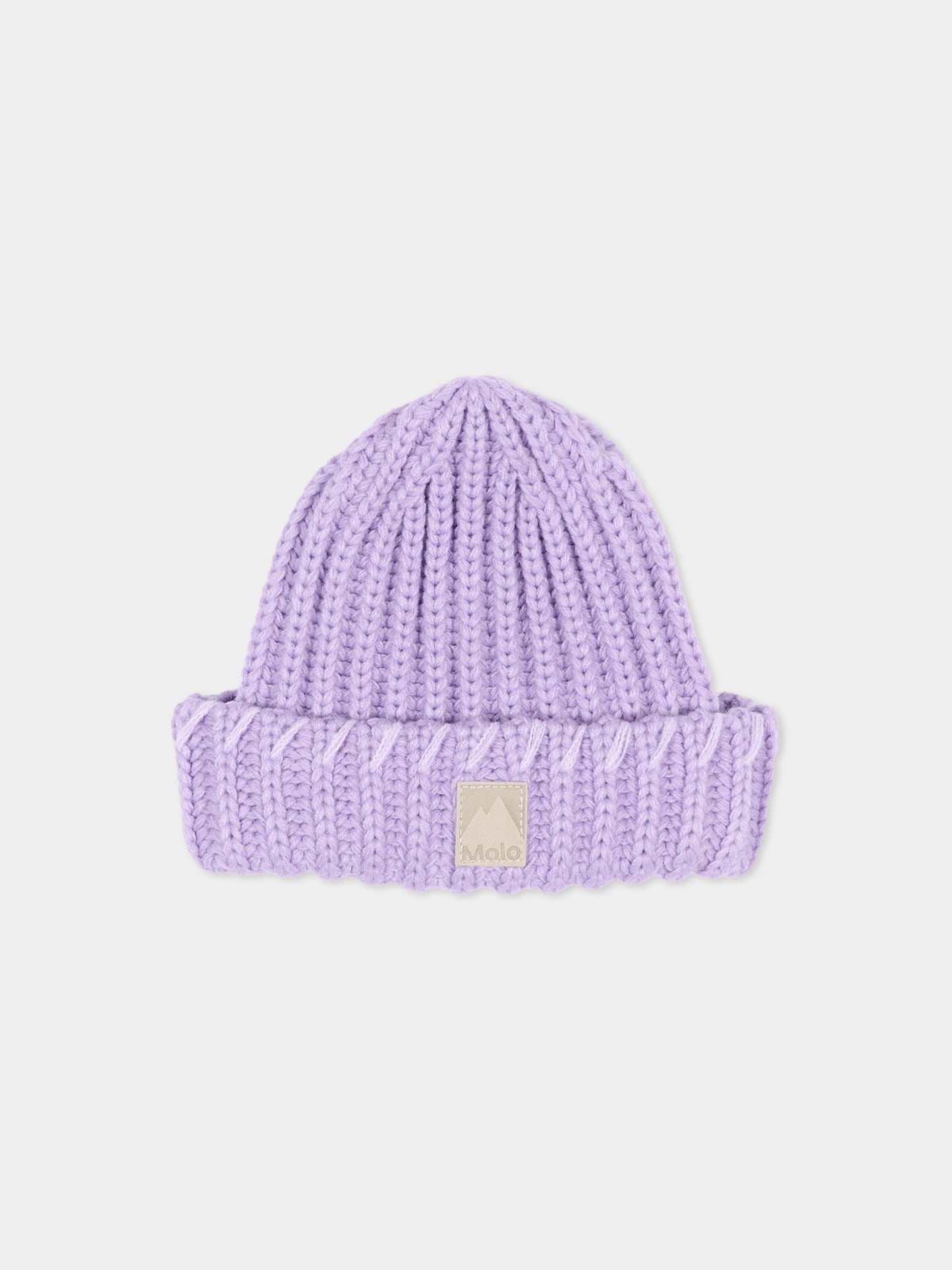 Berretto  in maglia lilla karina per bambina con logo,Molo,7W26S311 5717