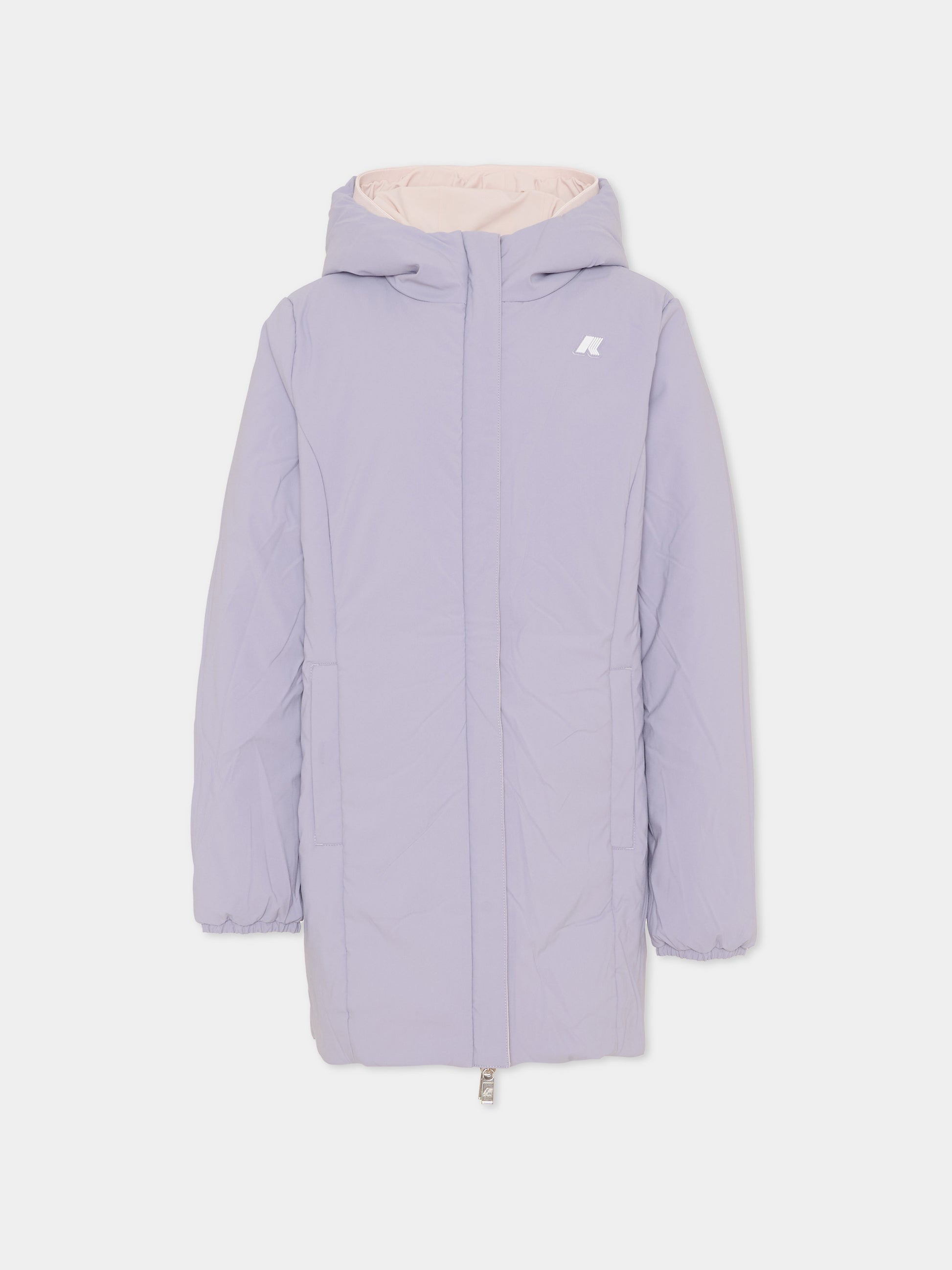 Piumino reversibile P. Denise St Warm rosa per bambina con logo,K-way,K11517W BBO