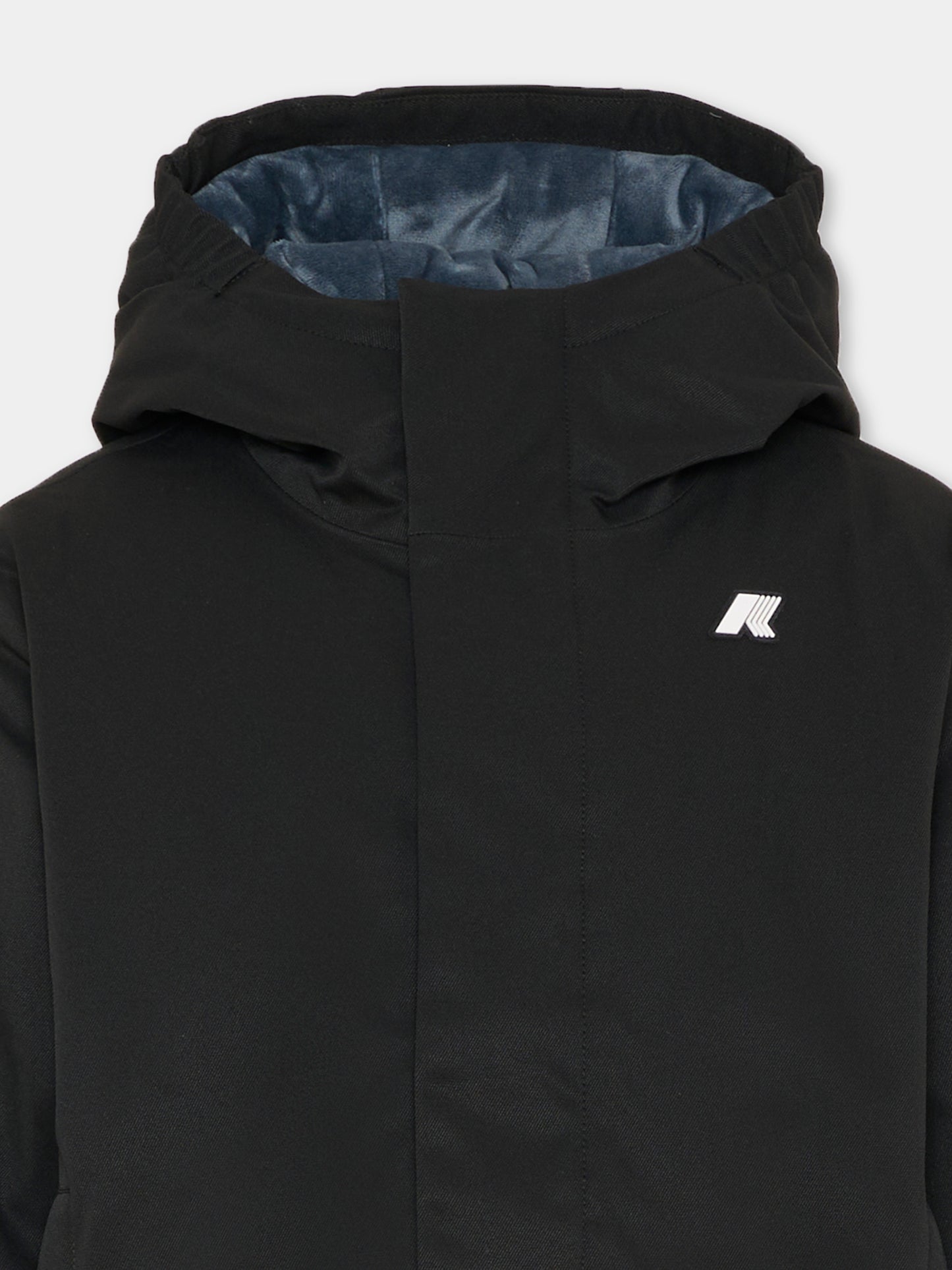 Giubbotto Jacko Twill Marmotta nero per bambino con logo,K-way,K1128FW AL8